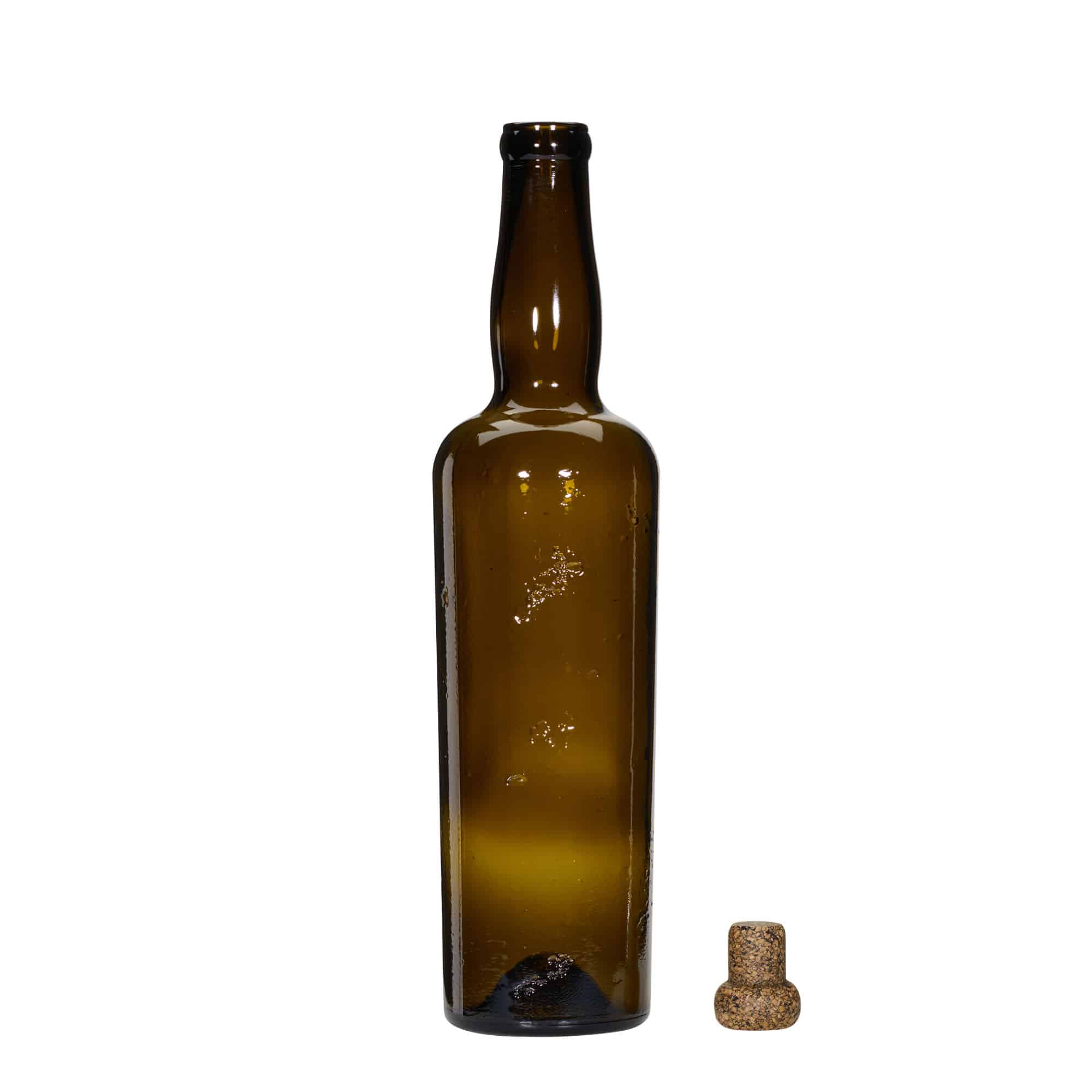 750 ml Vilt laget glassflaske 'Siroco', brun, åpning: kork