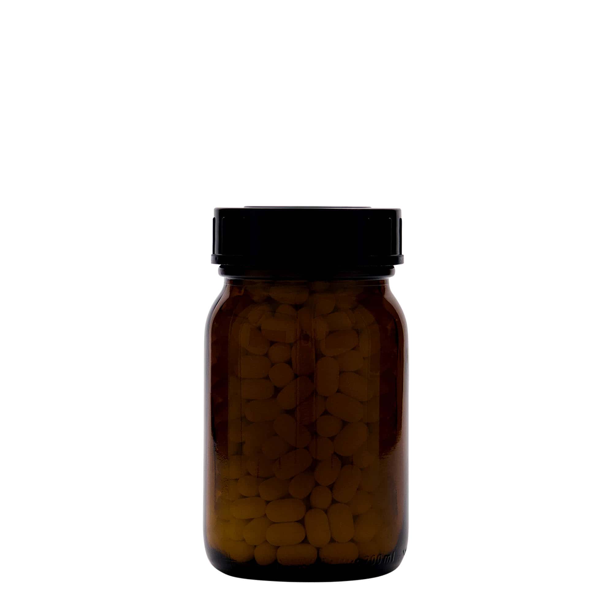 200 ml bredhalsglass, brunt, åpning: DIN 55