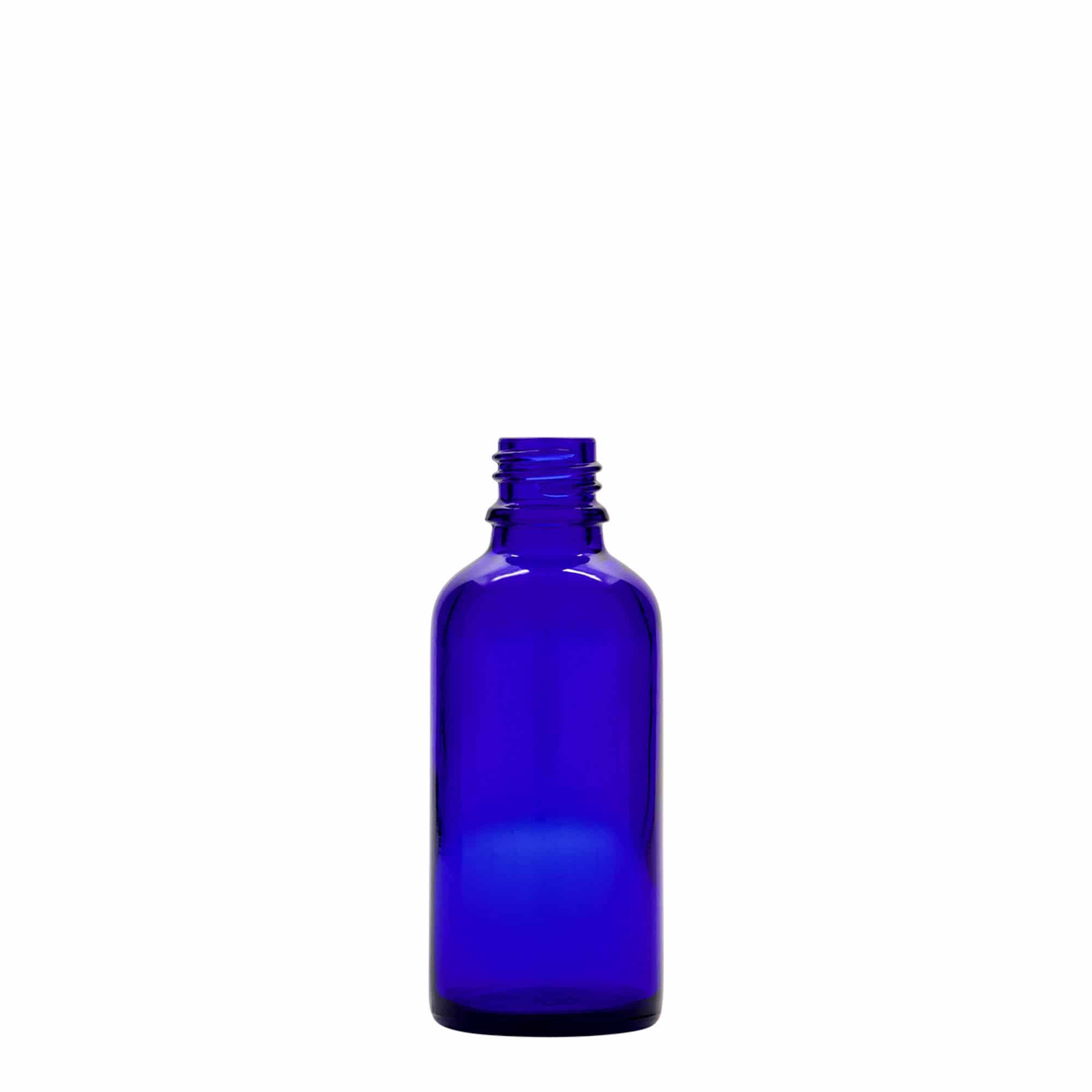 50 ml sprayflaske medisin, glass, kongeblå, åpning: DIN 18
