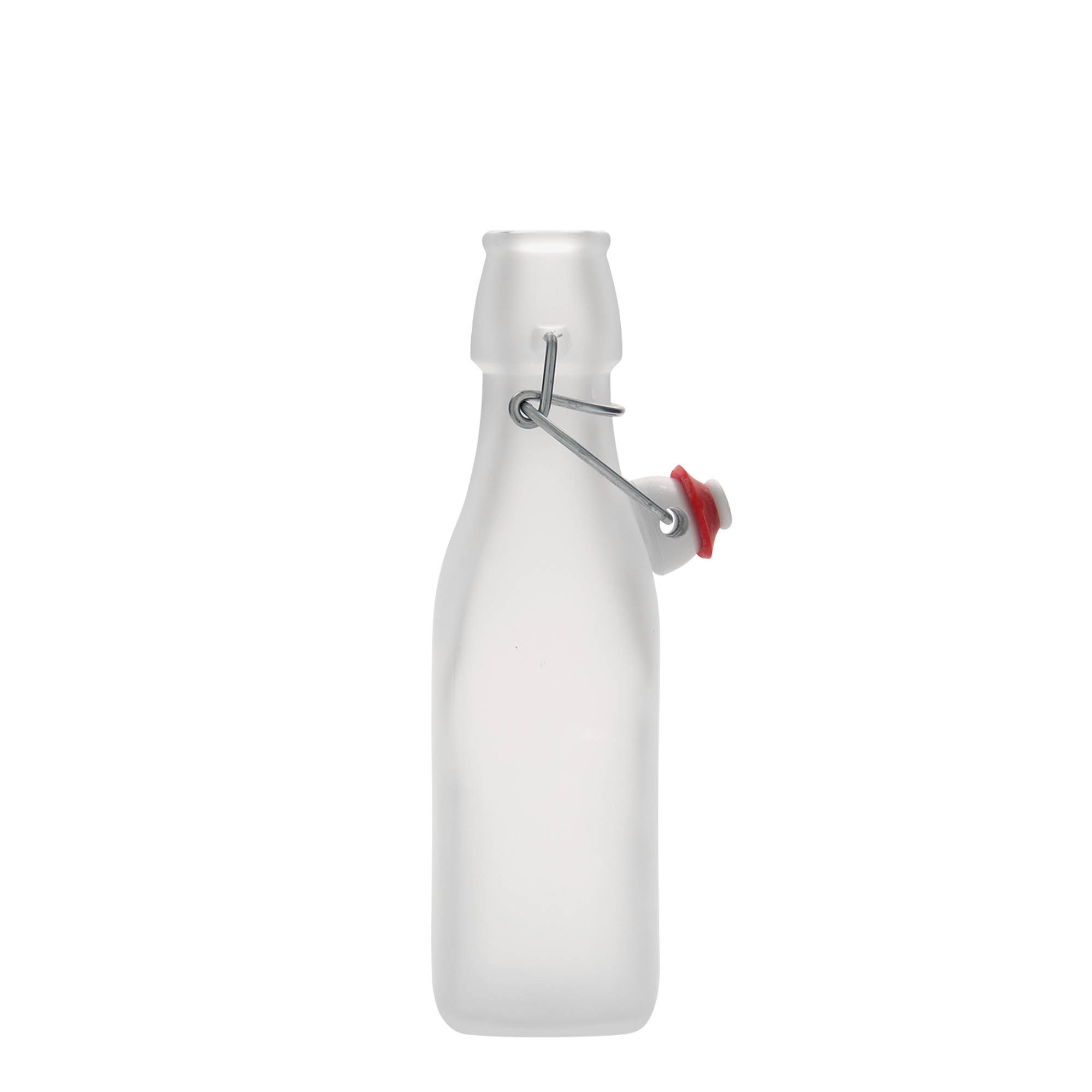 250 ml glassflaske 'Swing, firkantet, hvit, åpning: klemmeåpning