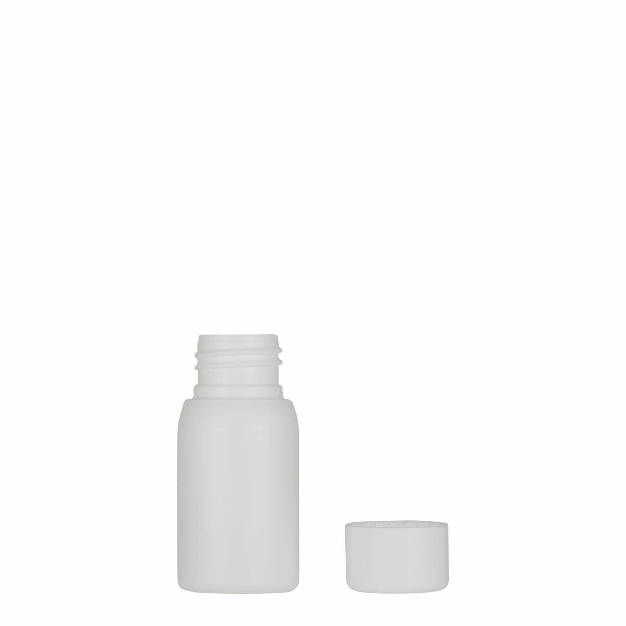 30 ml plastflaske "Tuffy", HDPE, hvit, åpning: 24/410