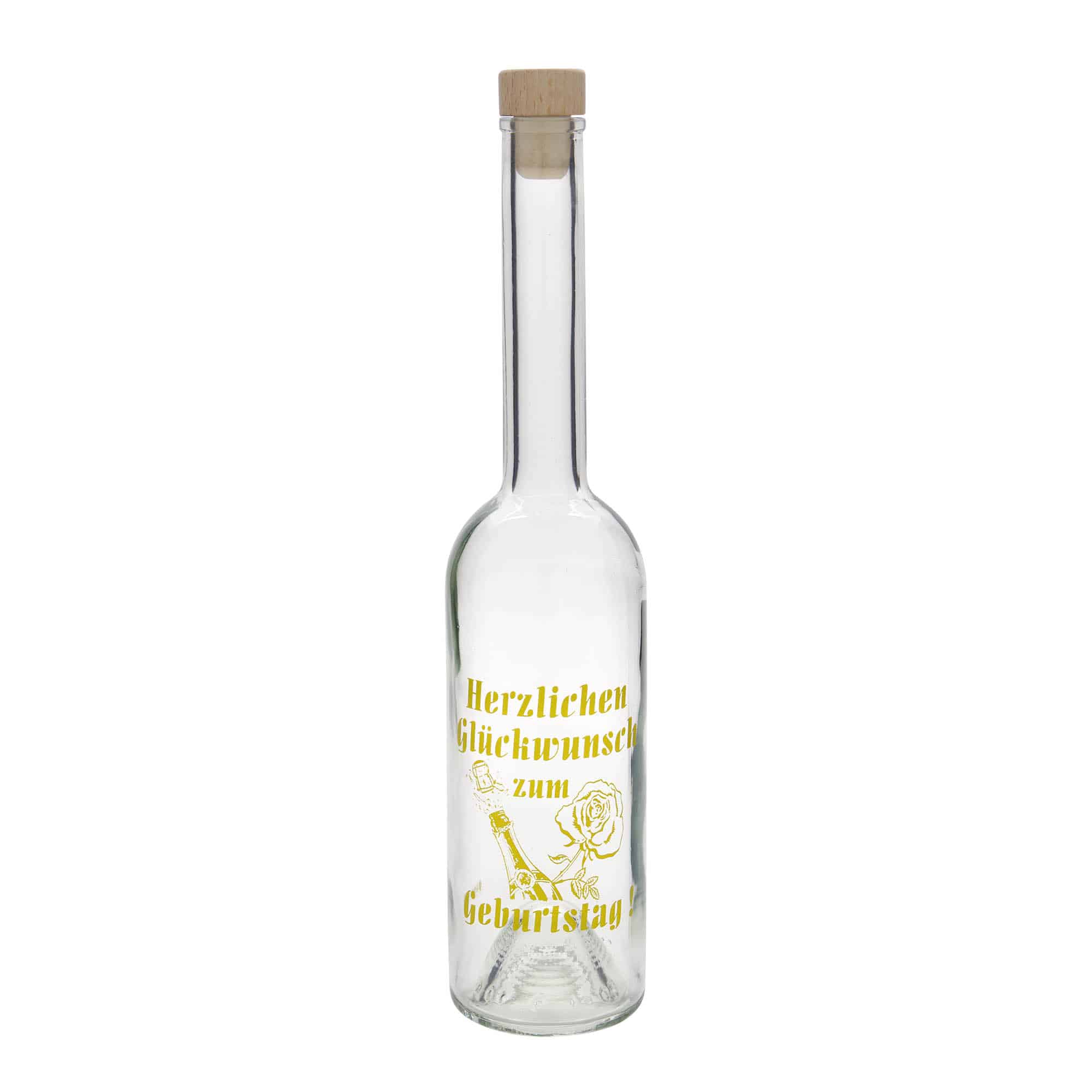 500 ml glassflaske "Opera", motiv: Bursdagssflaske, åpning: Kork