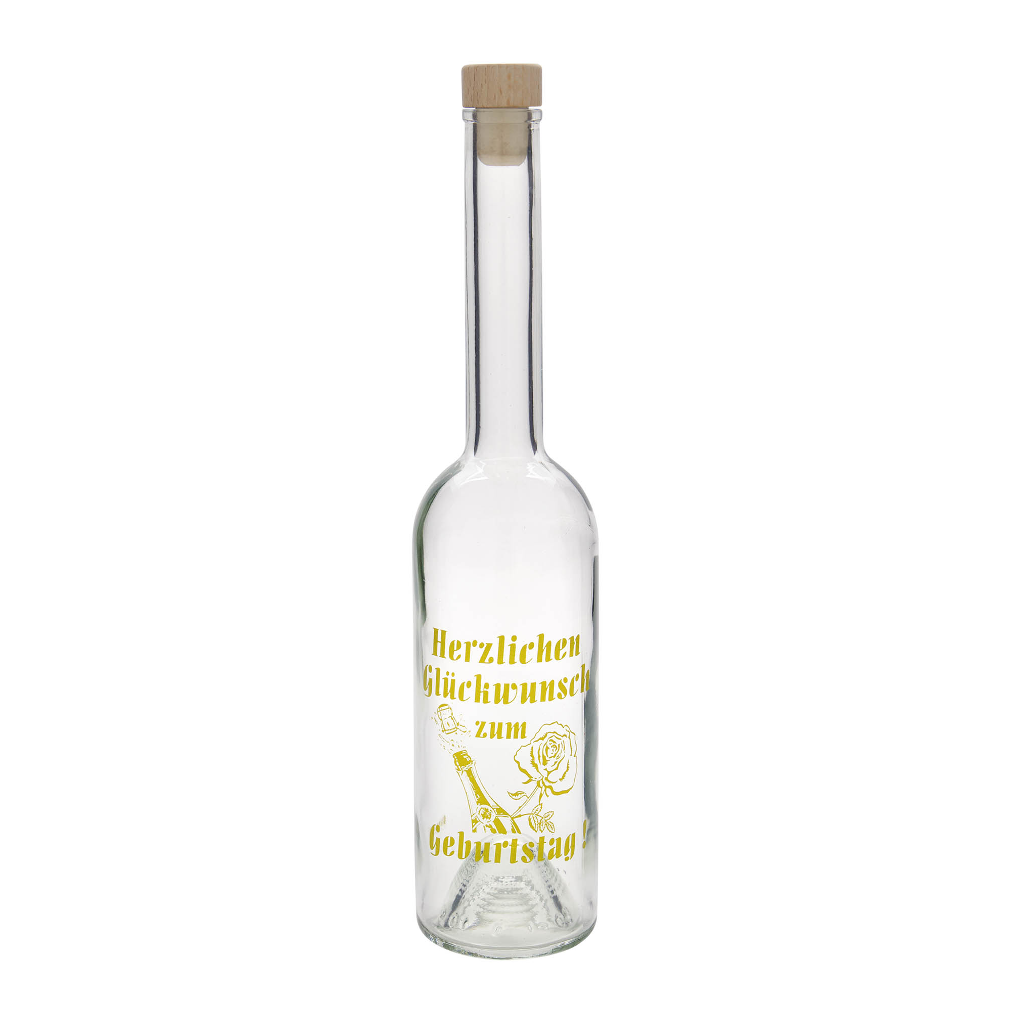 500 ml glassflaske 'Opera', motiv: bursdagsflaske, åpning: kork 500 ml glassflaske 'Opera', motiv: bursdagsflaske, åpning: kork