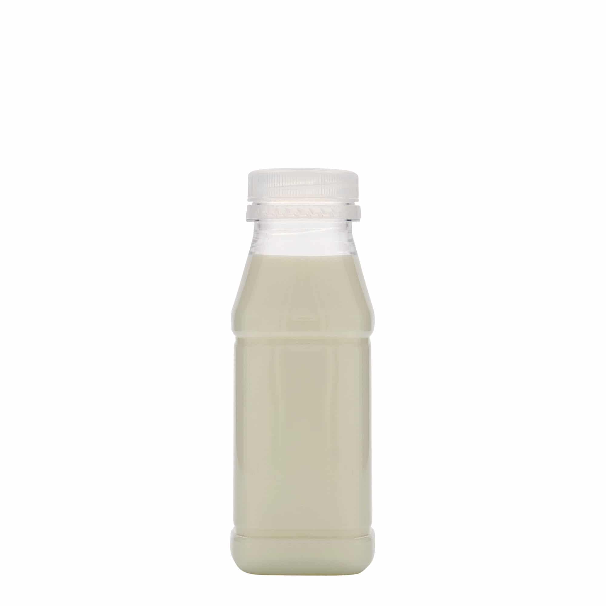 250 ml PET-flaske "Milk and Juice Carré", kvadratisk, plast, åpning: 38 mm