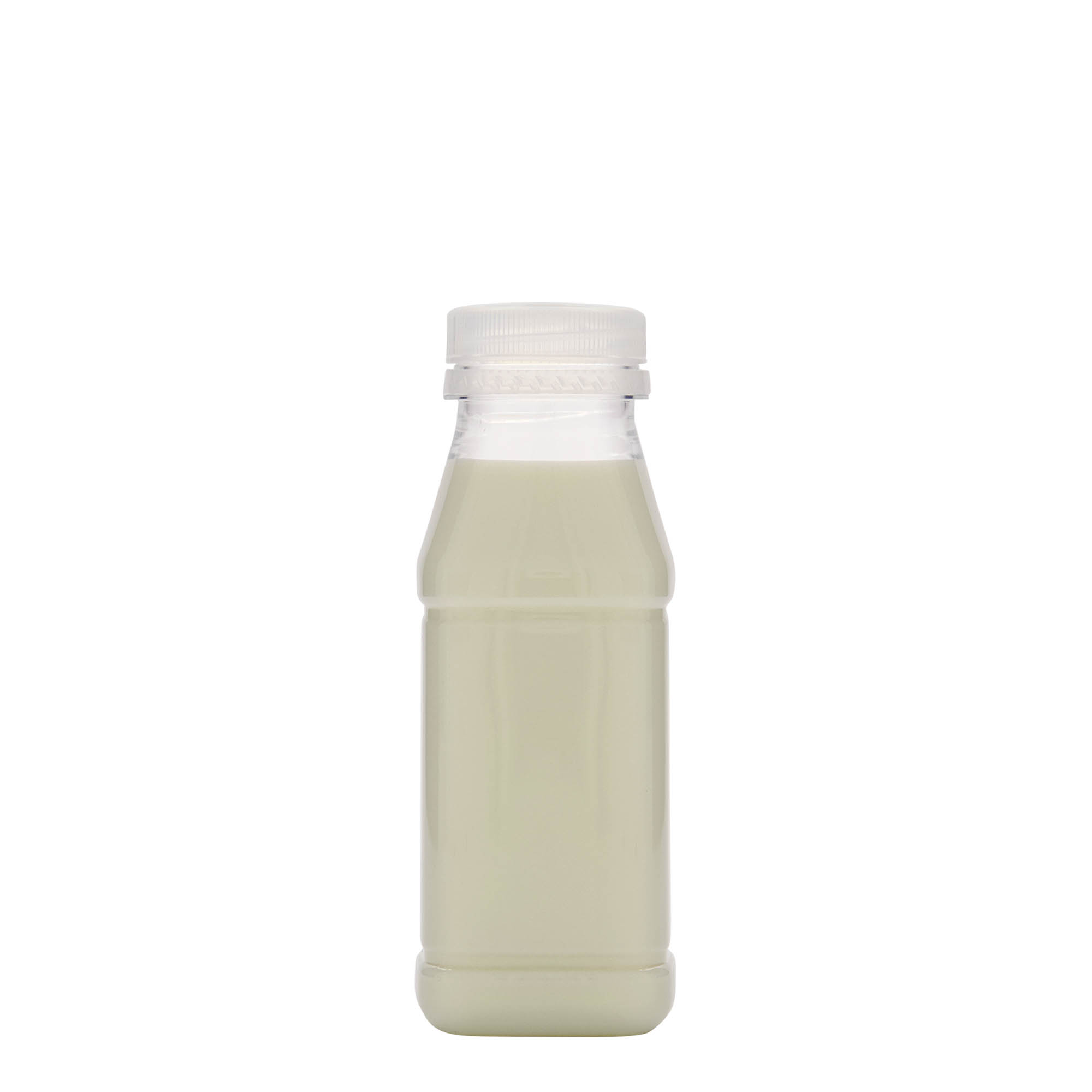 250 ml PET-flaske 'Milk and Juice Carré', firkantet, plast, åpning: 38 mm