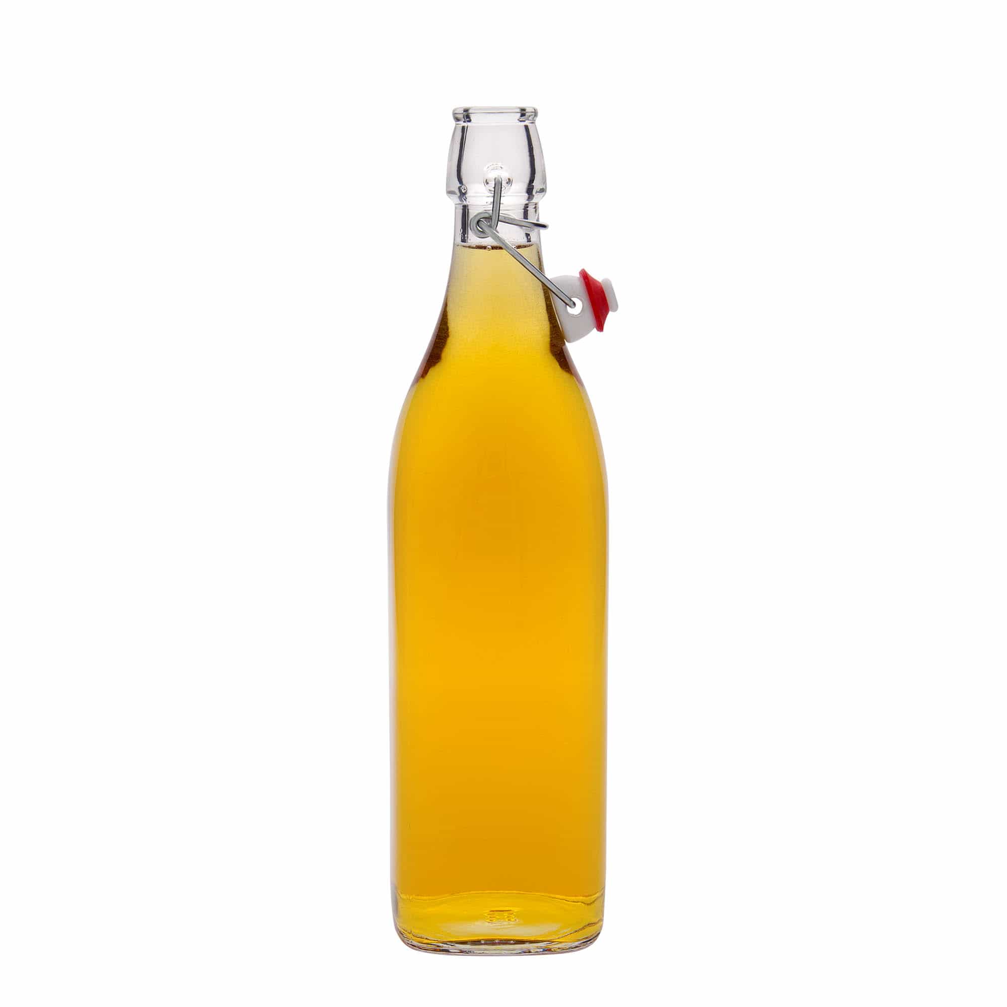 1000 ml glassflaske "Swing, kvadratisk, åpning: Bøylelokk