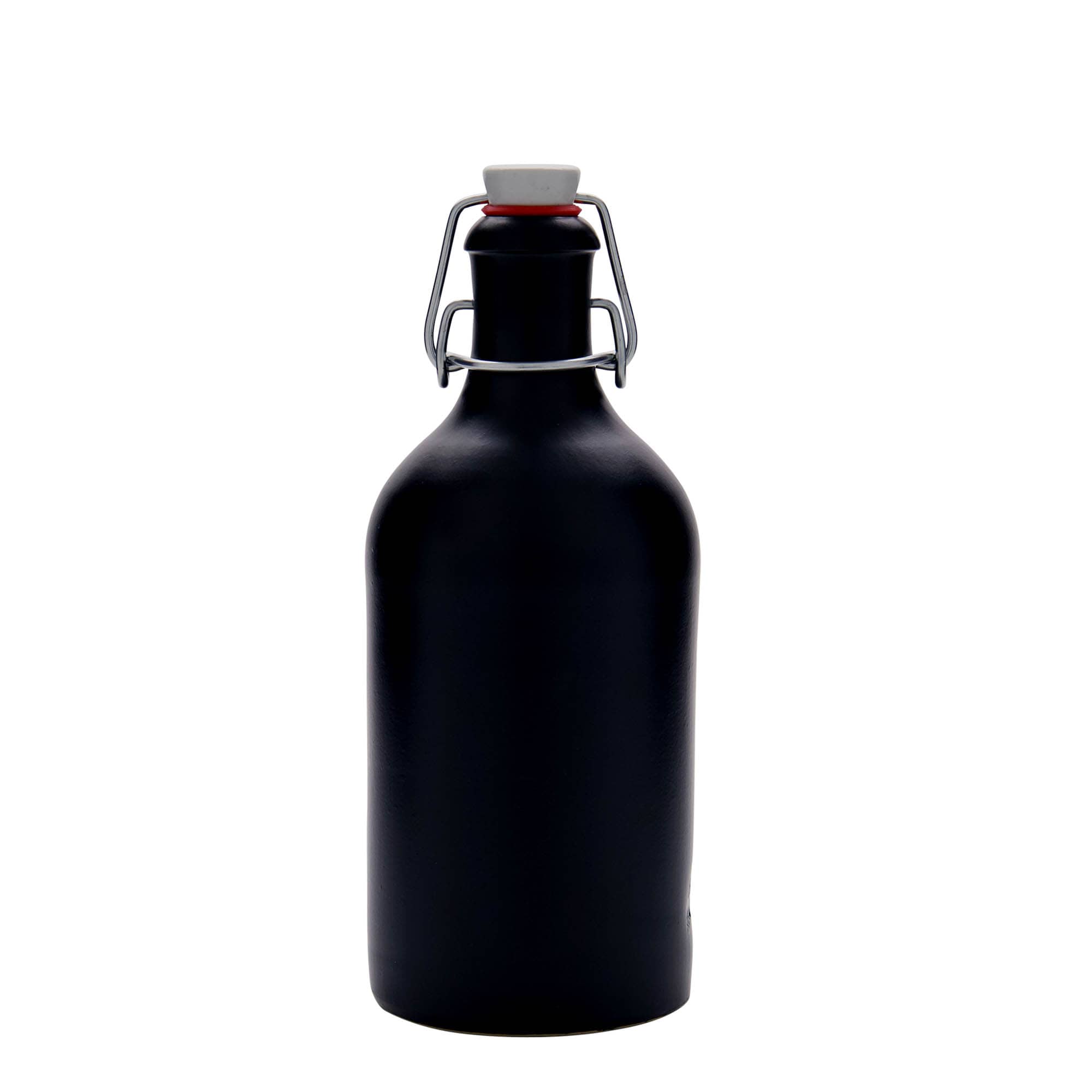 500 ml tonkrukke, steingods, svart, åpning: klemmeforsegling