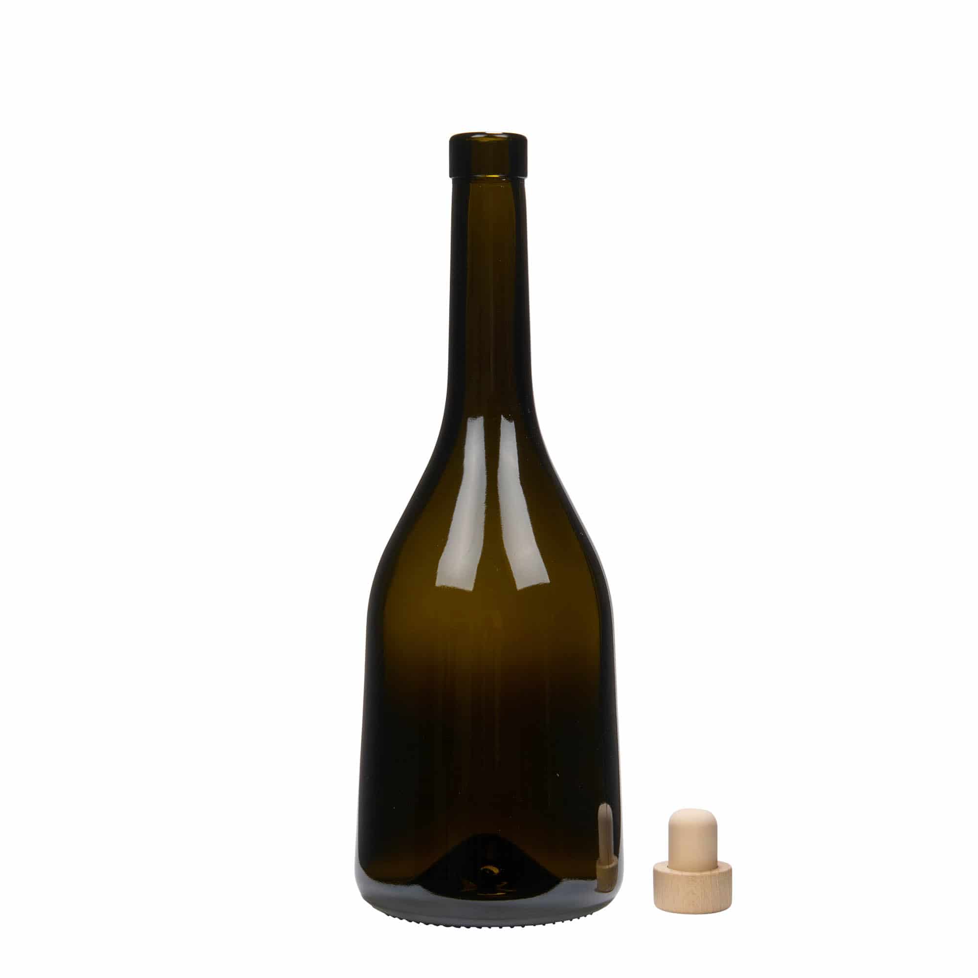 750 ml glassflaske "Rustica", antikkgrønn, åpning: Kork