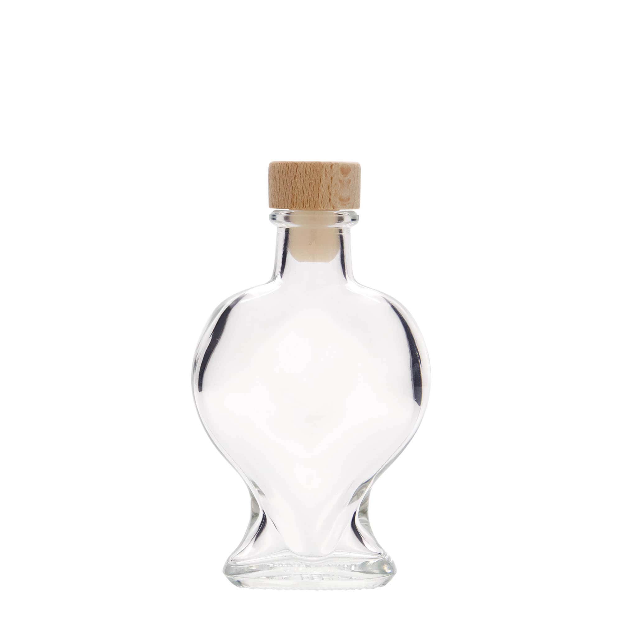 100 ml glassflaske 'Hjerte', åpning: kork