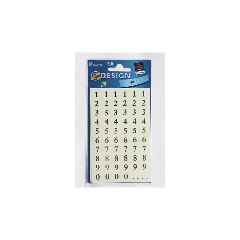 Zweckform klistremerker 'Tall 1-9', plast, gull Zweckform klistremerker 'Tall 1-9', plast, gull