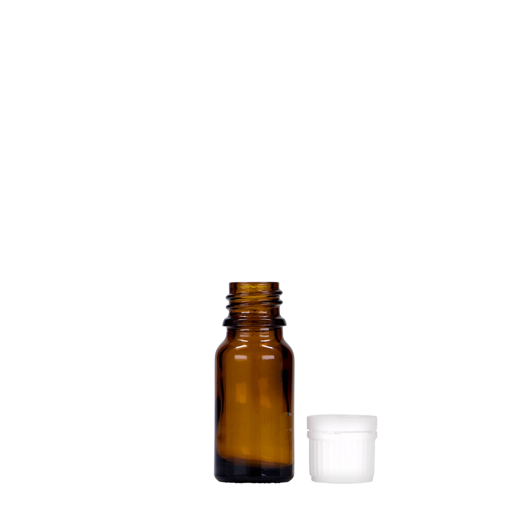 10 ml medisinsk flaske, glass, brun, åpning: DIN 18