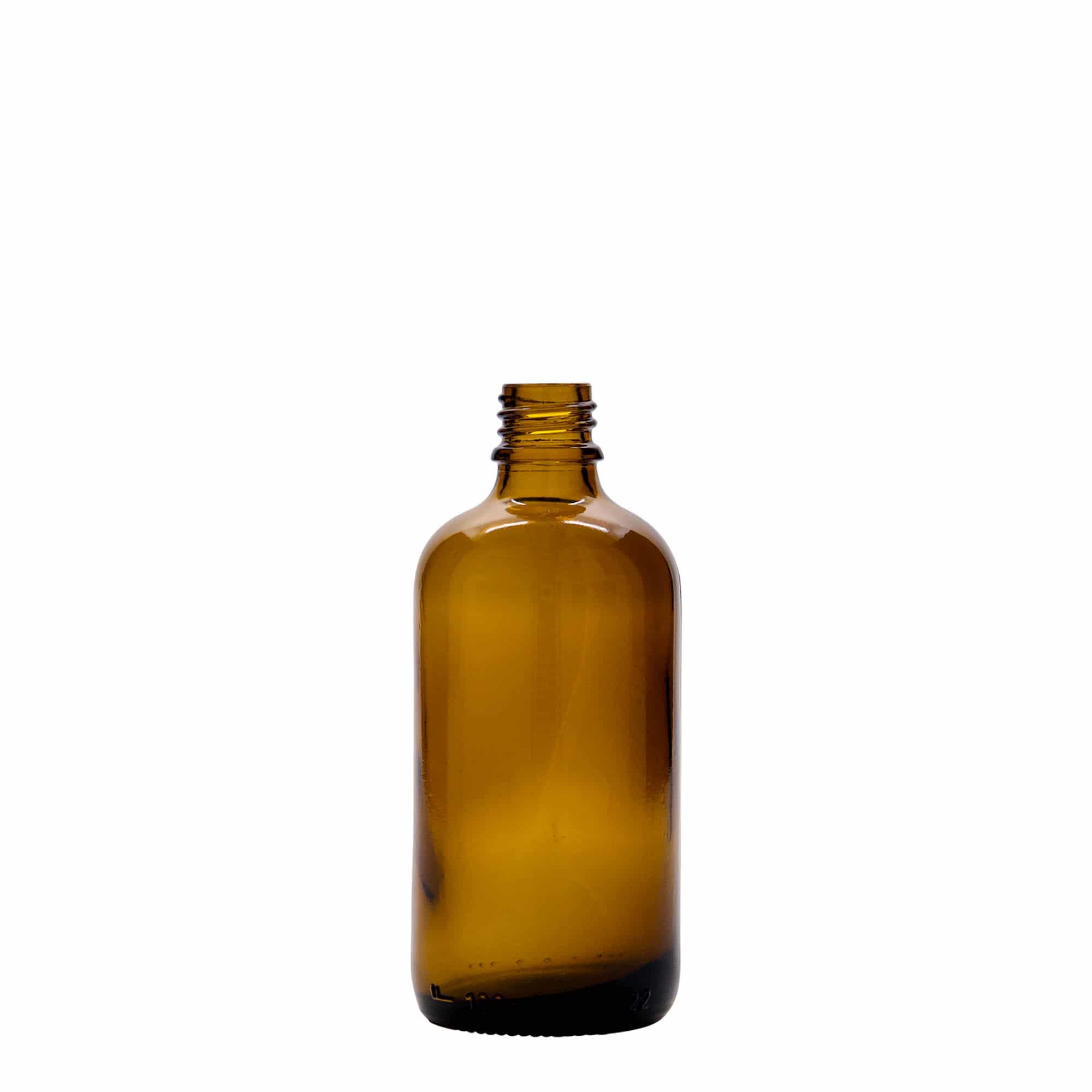 100 ml medisinflaske med lotionpumpe, glass, brun, åpning: DIN 18
