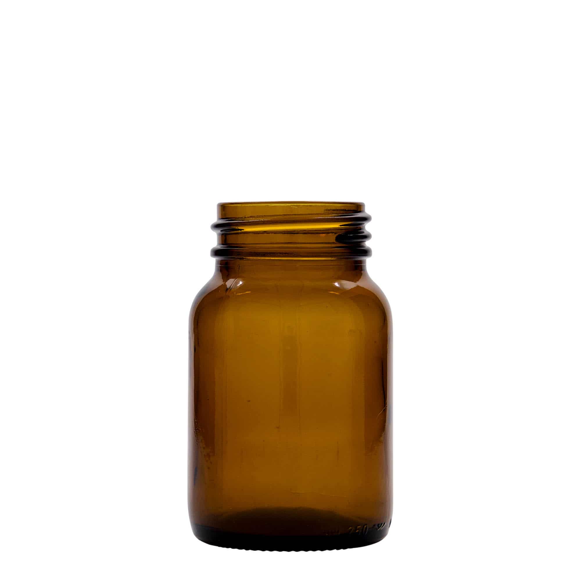 250 ml vidhalset glass, brun, åpning: DIN 55