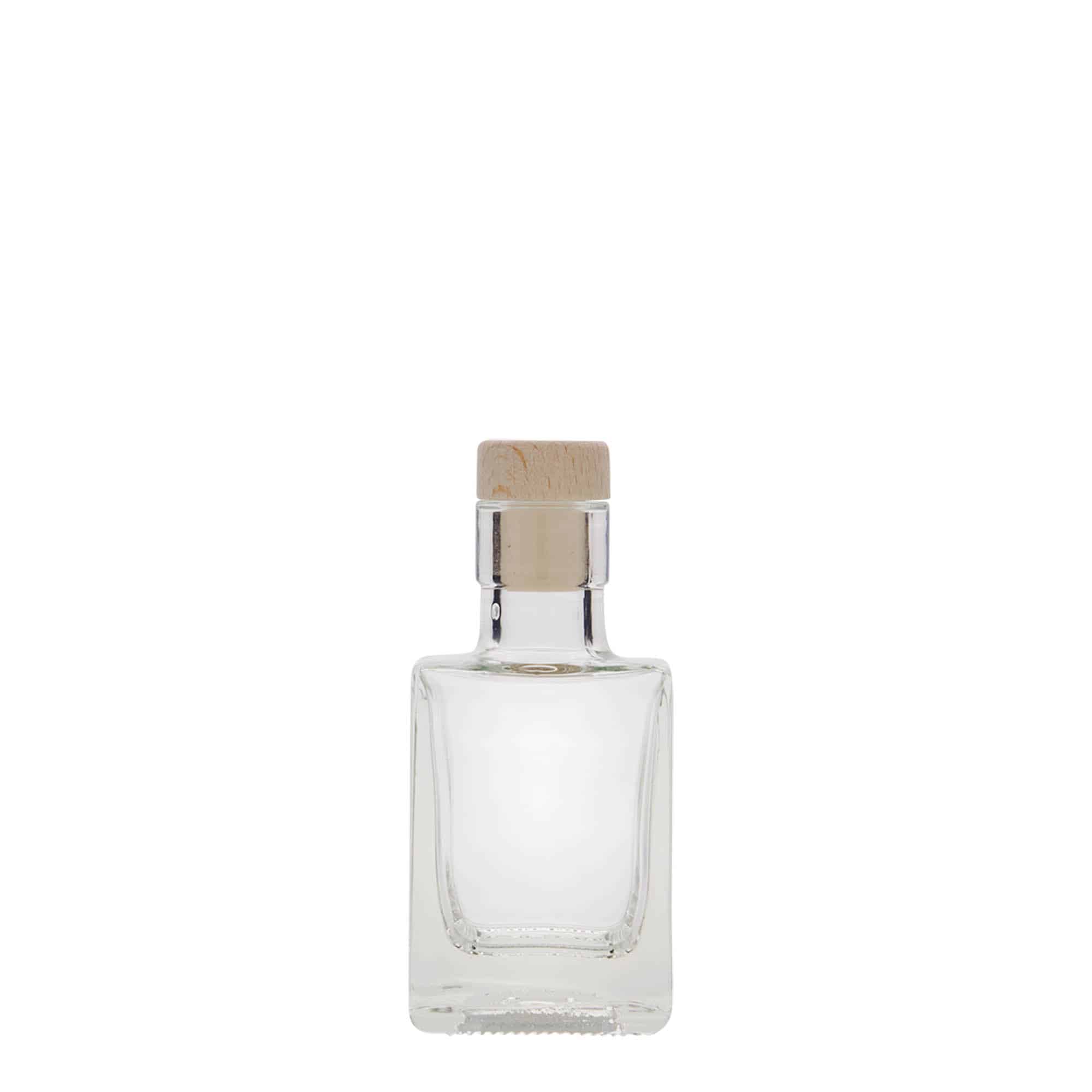 50 ml glassflaske "Cube", kvadratisk, åpning: Kork