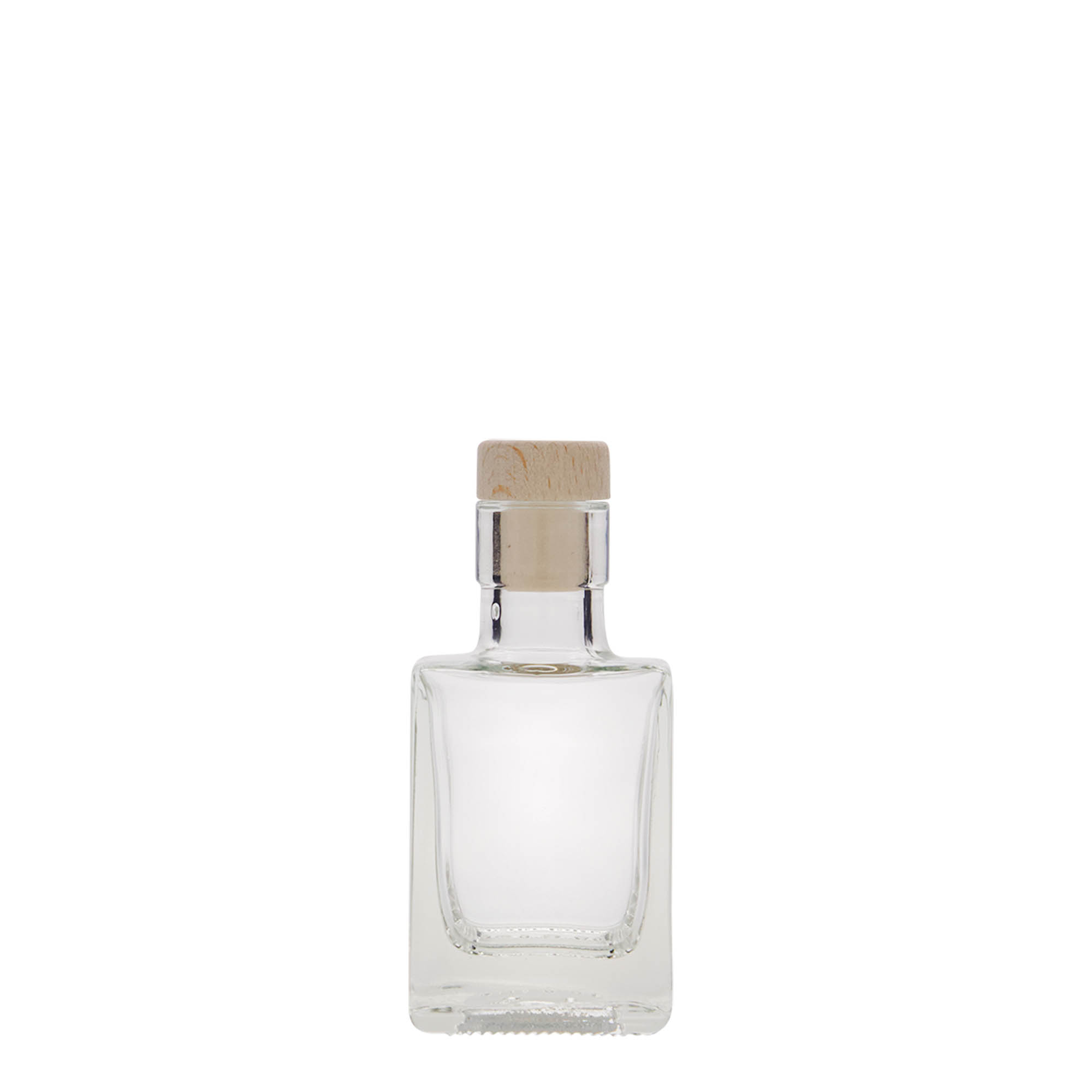 50 ml glassflaske 'Cube', firkantet, åpning: kork 50 ml glassflaske 'Cube', firkantet, åpning: kork