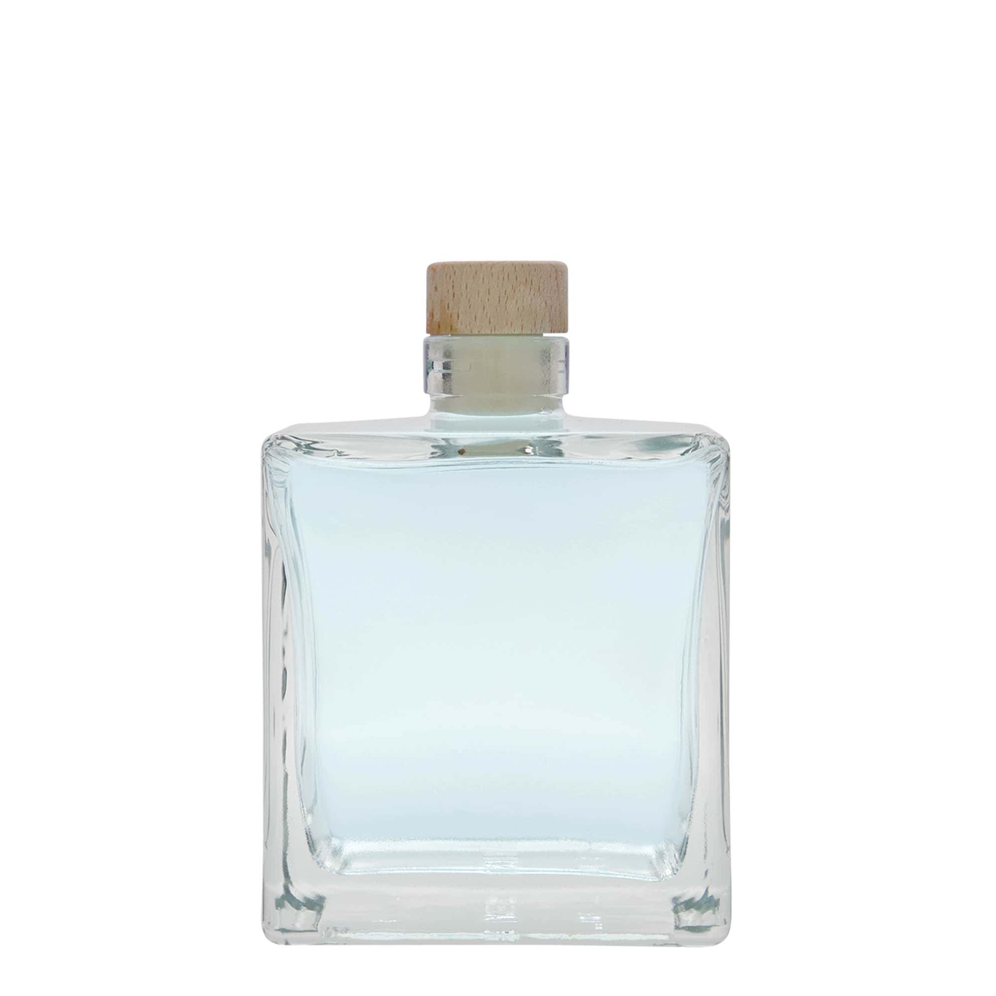 500 ml glassflaske "Cube", kvadratisk, åpning: Kork