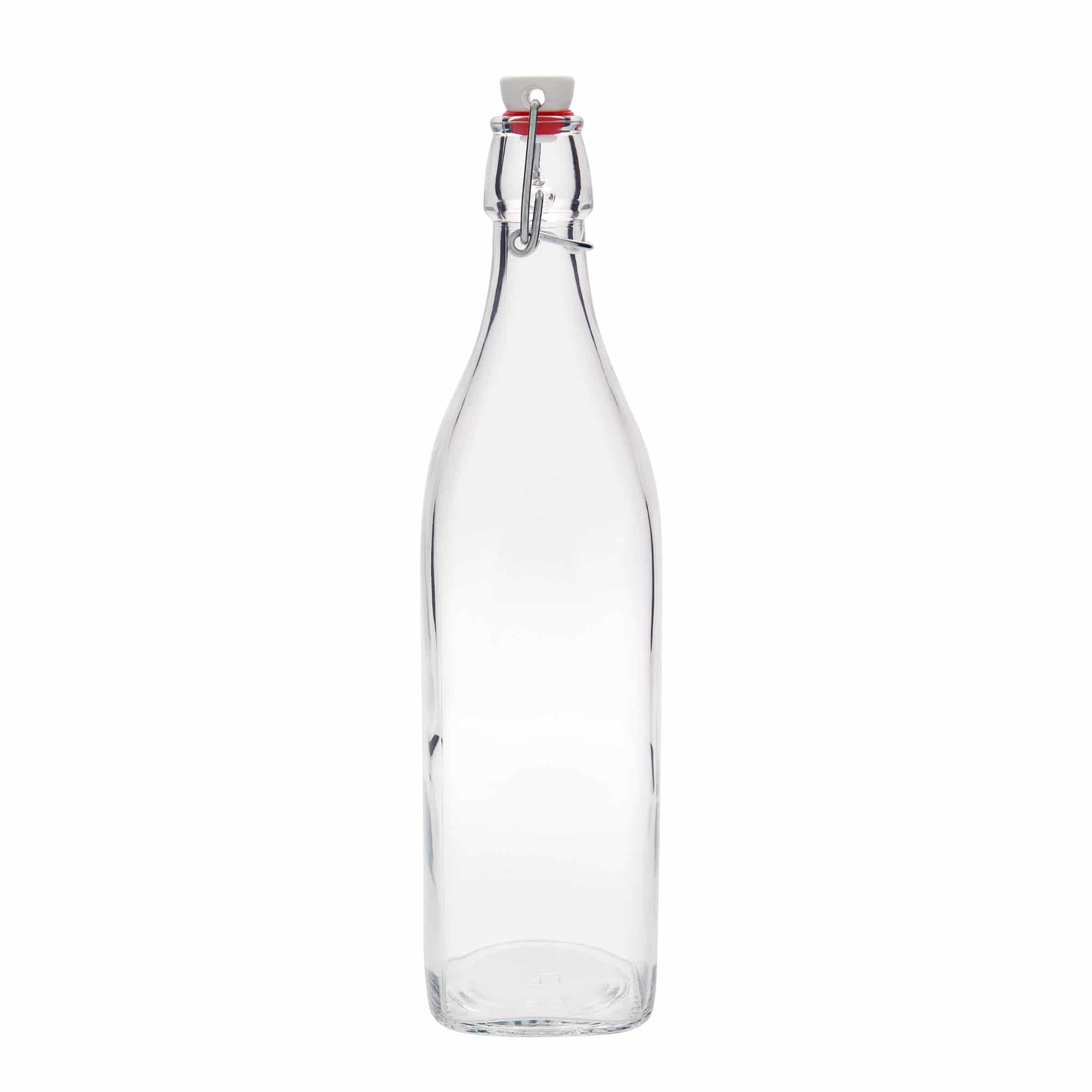 1000 ml glassflaske "Swing, kvadratisk, åpning: Bøylelokk