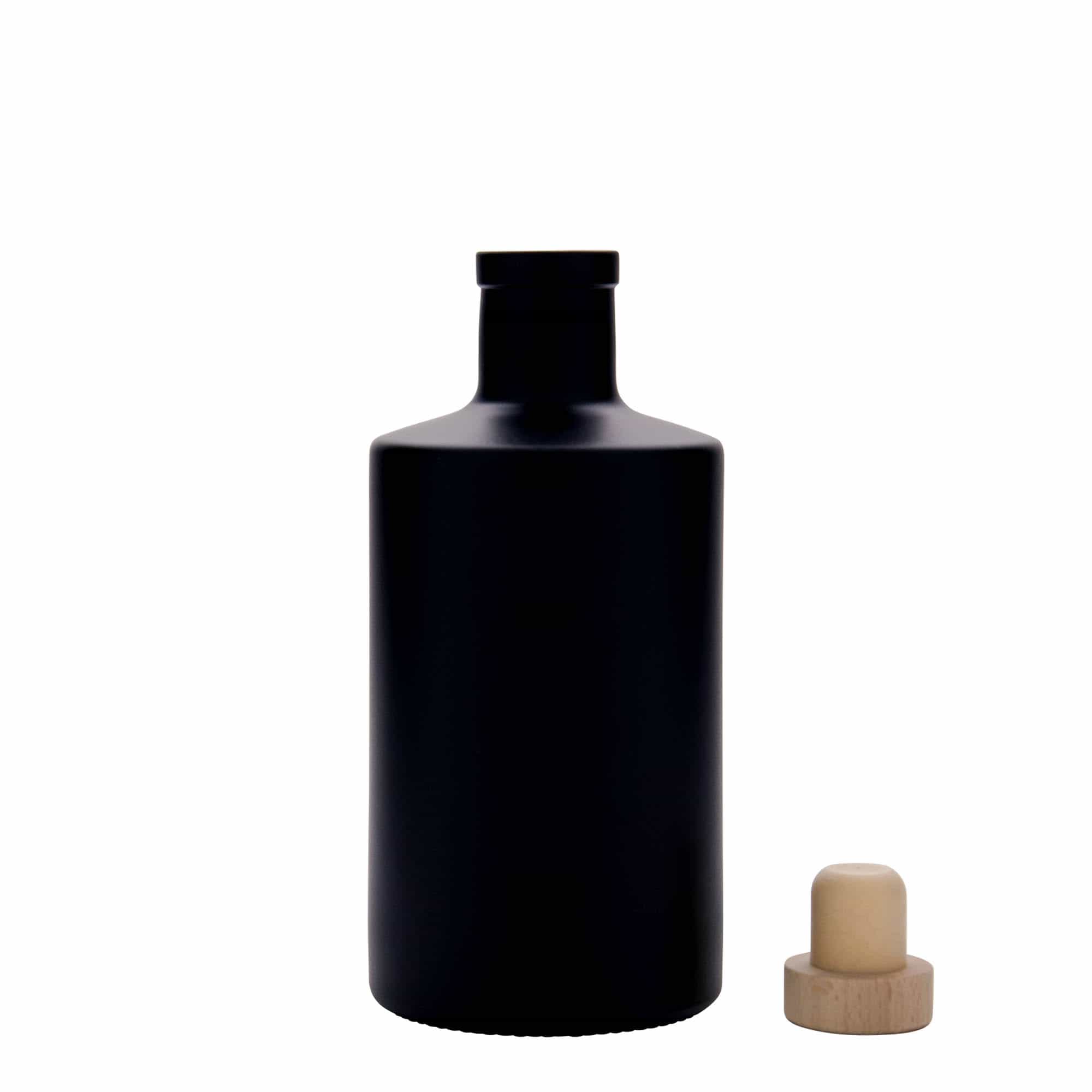 500 ml glassflaske "Caroline", svart, åpning: Kork