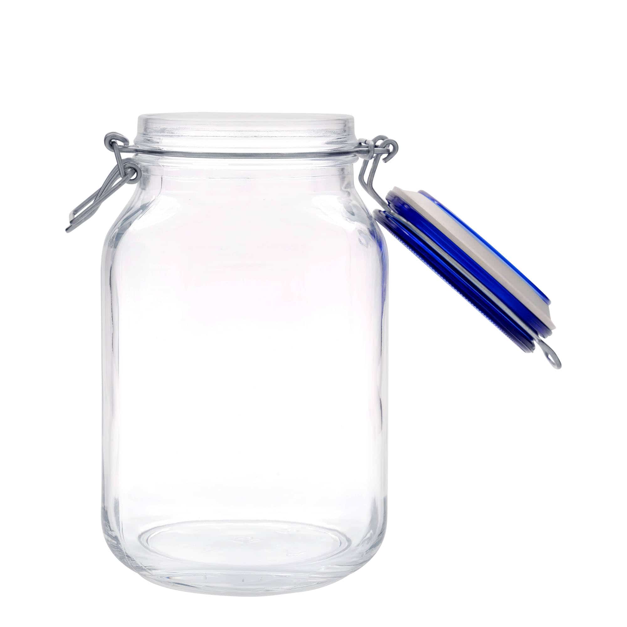 2000 ml bøyleglass "Fido" Blue Top, kvadratisk, åpning: Bøylelokk