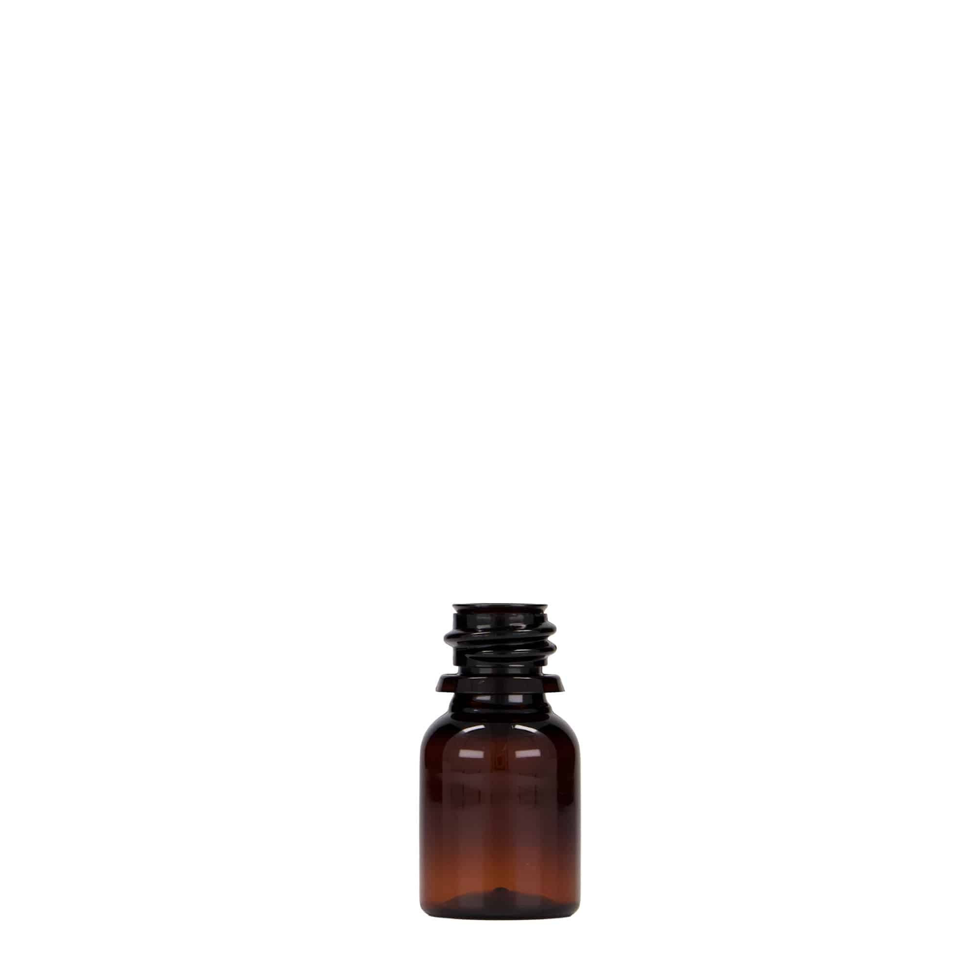 10 ml PET-medisinflaske 'Easy Living', brun, plast, åpning: DIN 18