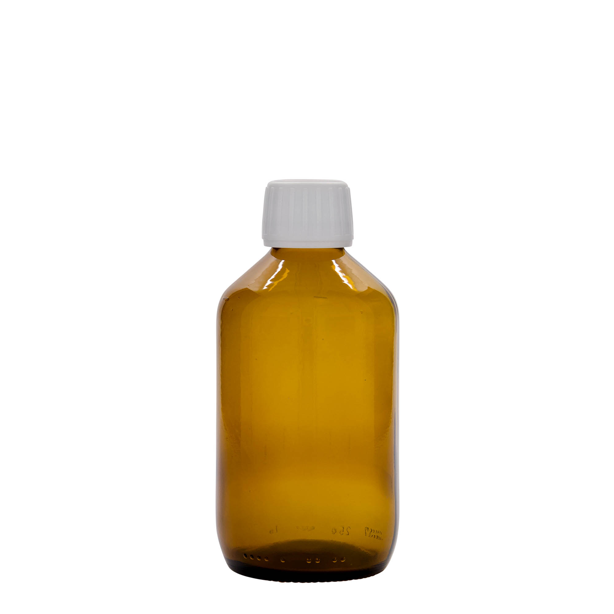 250 ml medisinsk flaske, brun, glass, åpning: PP 28