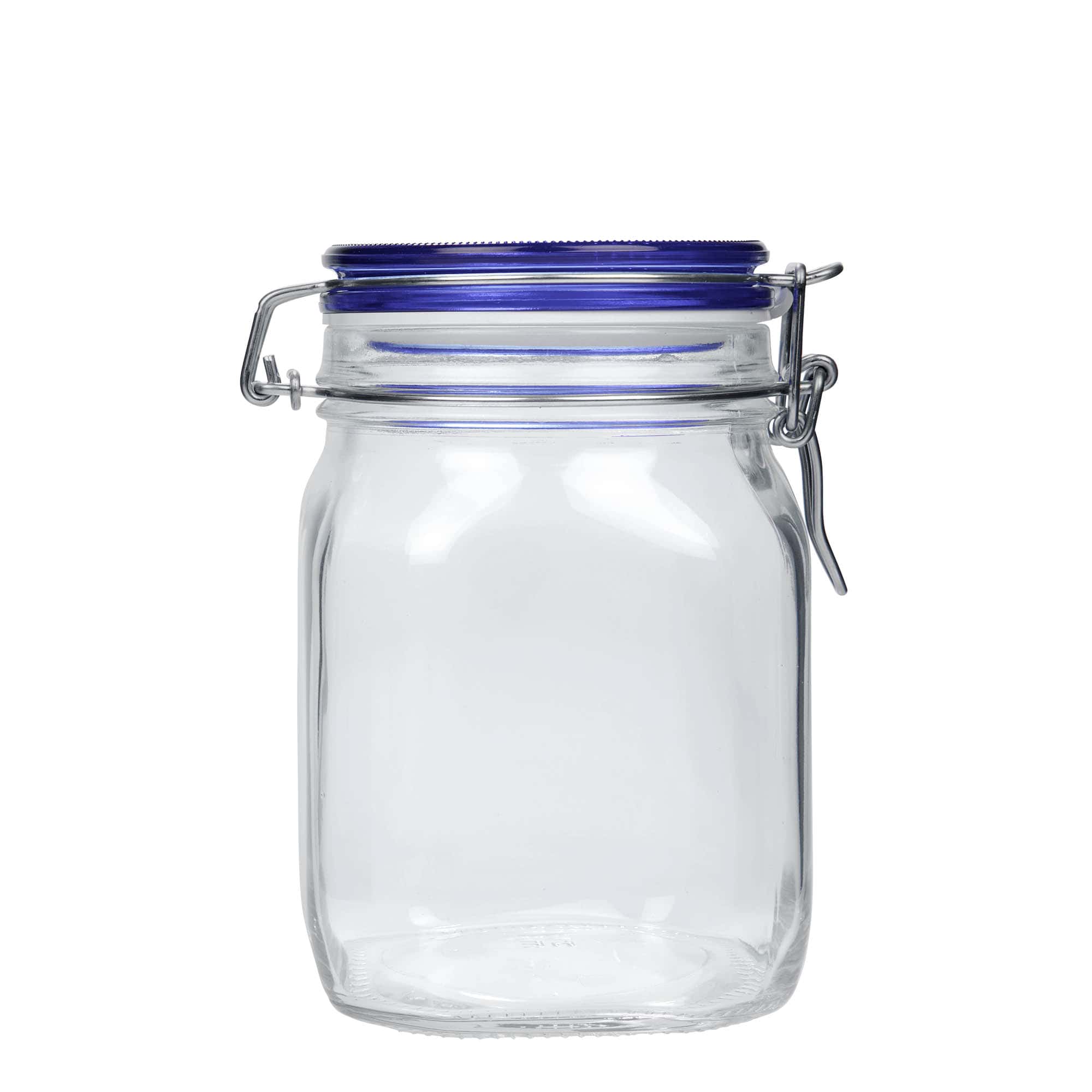 1000 ml bøyleglass "Fido" Blue Top, kvadratisk, åpning: Bøylelokk 1000 ml bøyleglass "Fido" Blue Top, kvadratisk, åpning: Bøylelokk