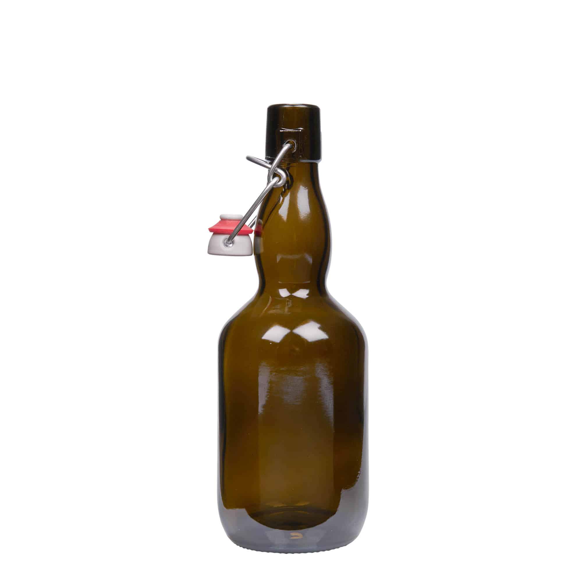 500 ml ølflaske Kropf-hals, glass, antikkgrønn, åpning: Bøylelokk