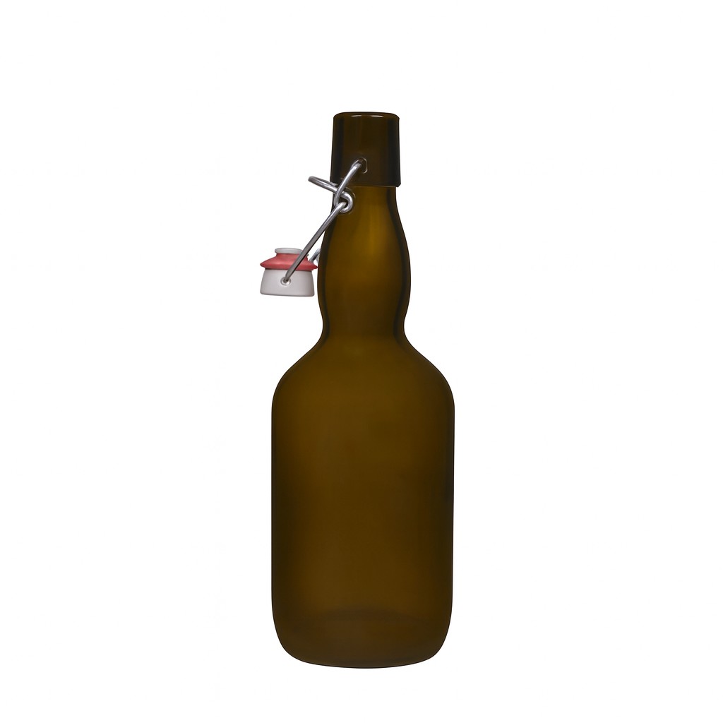 500 ml ølflaske med kragehals, glass, antikkgrønn, åpning: patentkork 500 ml ølflaske med kragehals, glass, antikkgrønn, åpning: patentkork