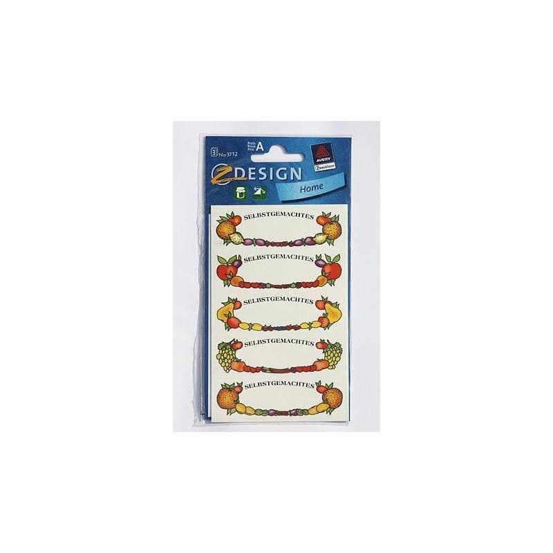 Zweckform etiketter 'Frukt-ramme', oval, papir, flerfarget