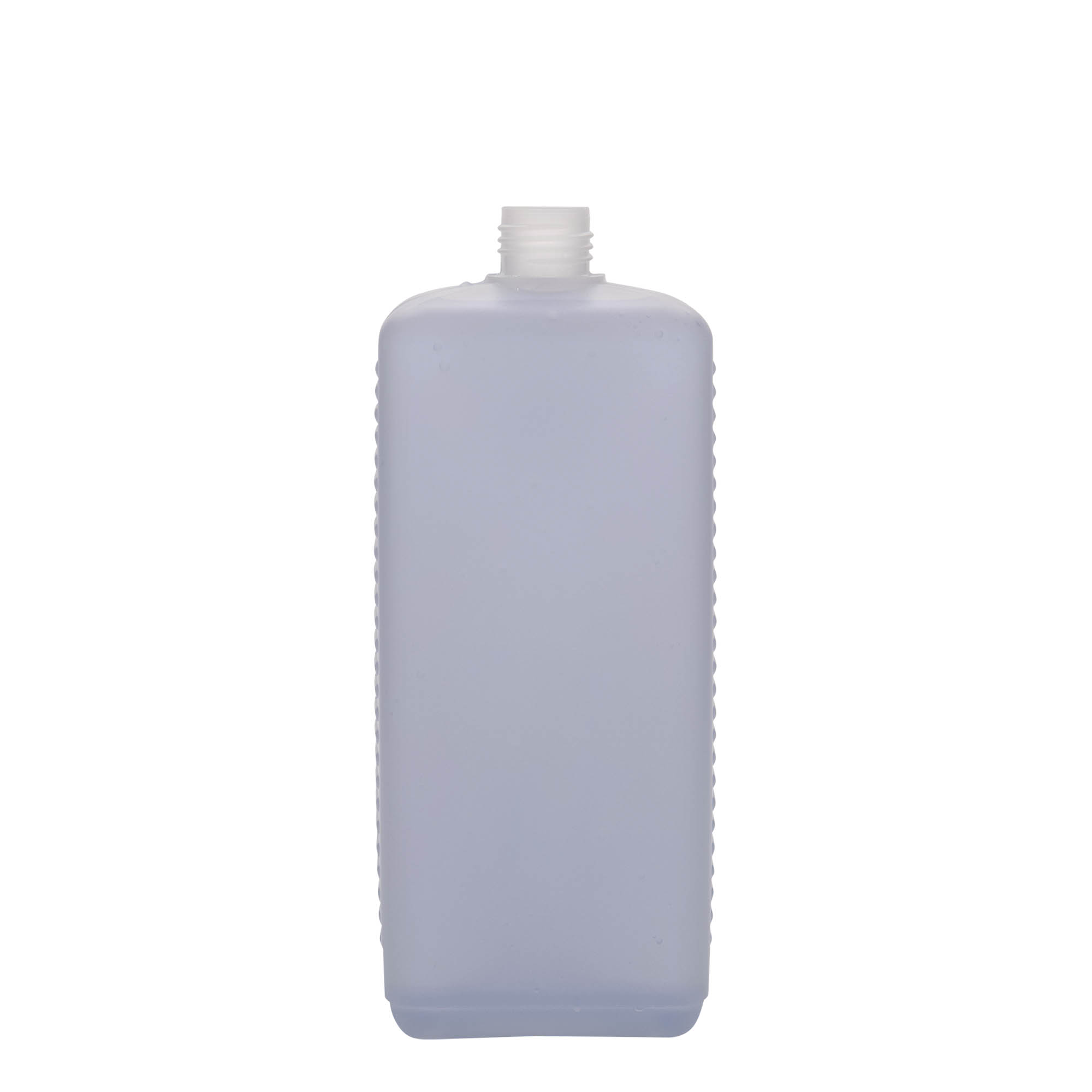 1.000 ml kanisterflaske, rektangulær, HDPE-plast, natur, åpning: DIN 25 EPE