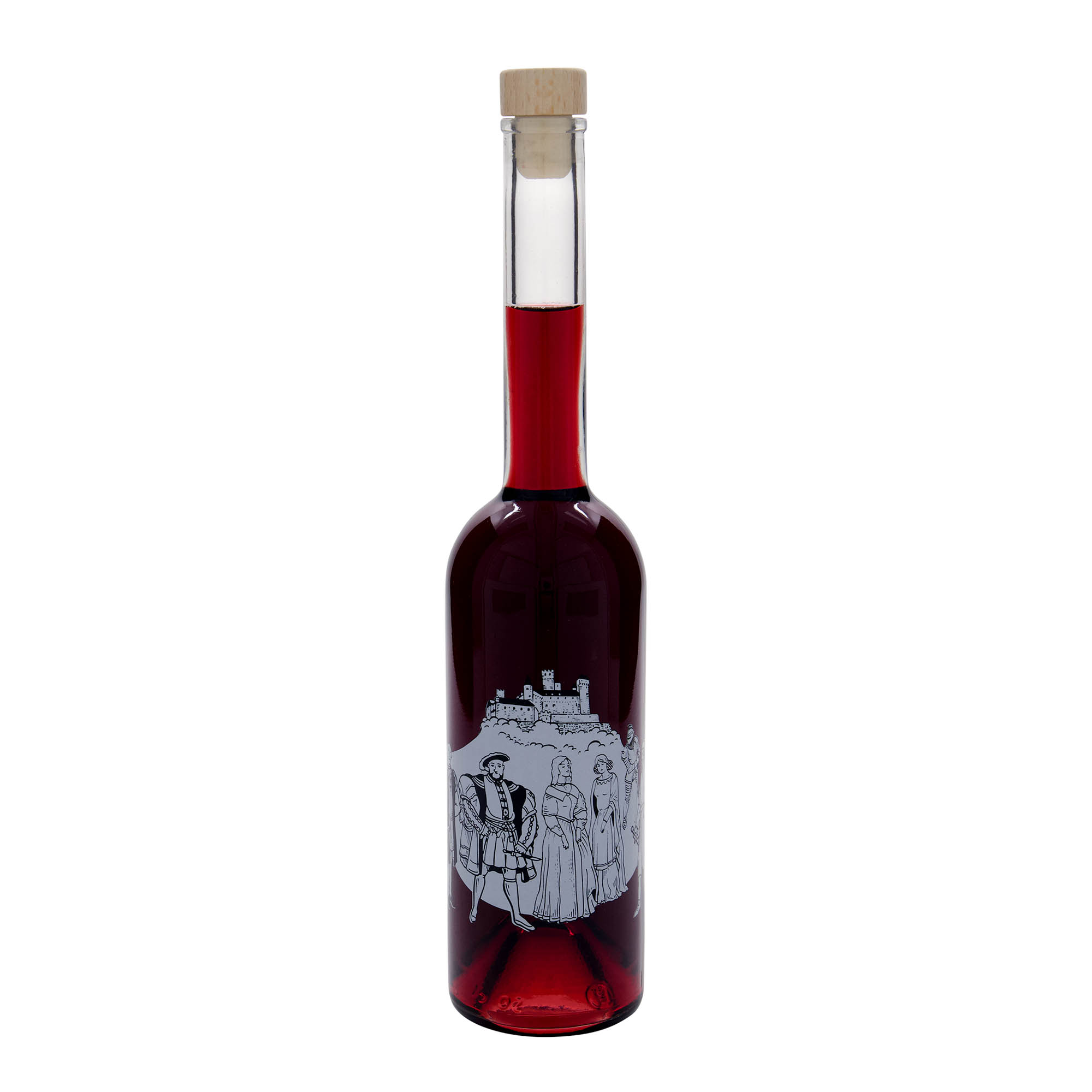 500 ml glassflaske 'Opera', motiv: middelalder, åpning: kork