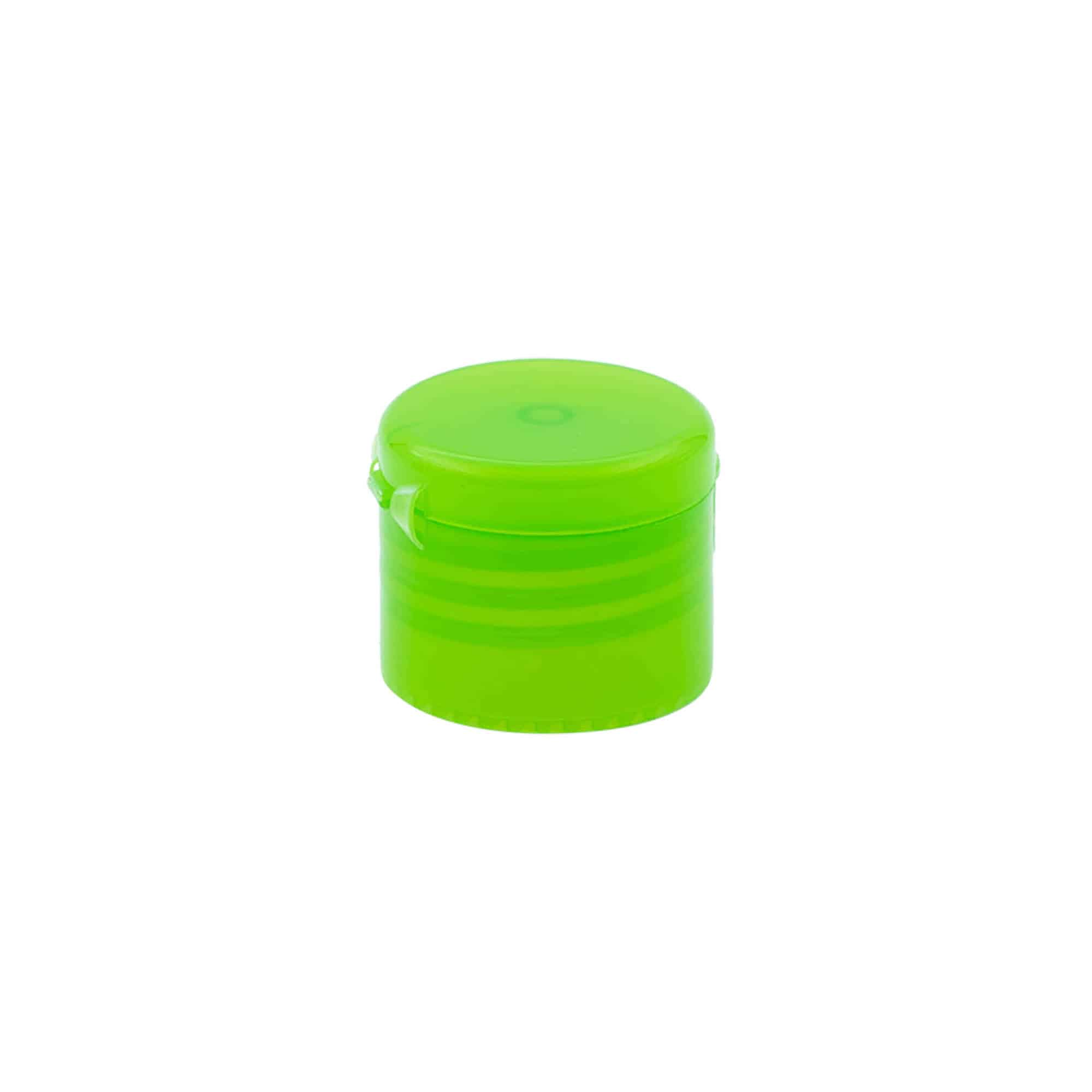 Skrulokk med hengsel, PP-plast, grønn, for åpning: 24/410 Skrulokk med hengsel, PP-plast, grønn, for åpning: 24/410