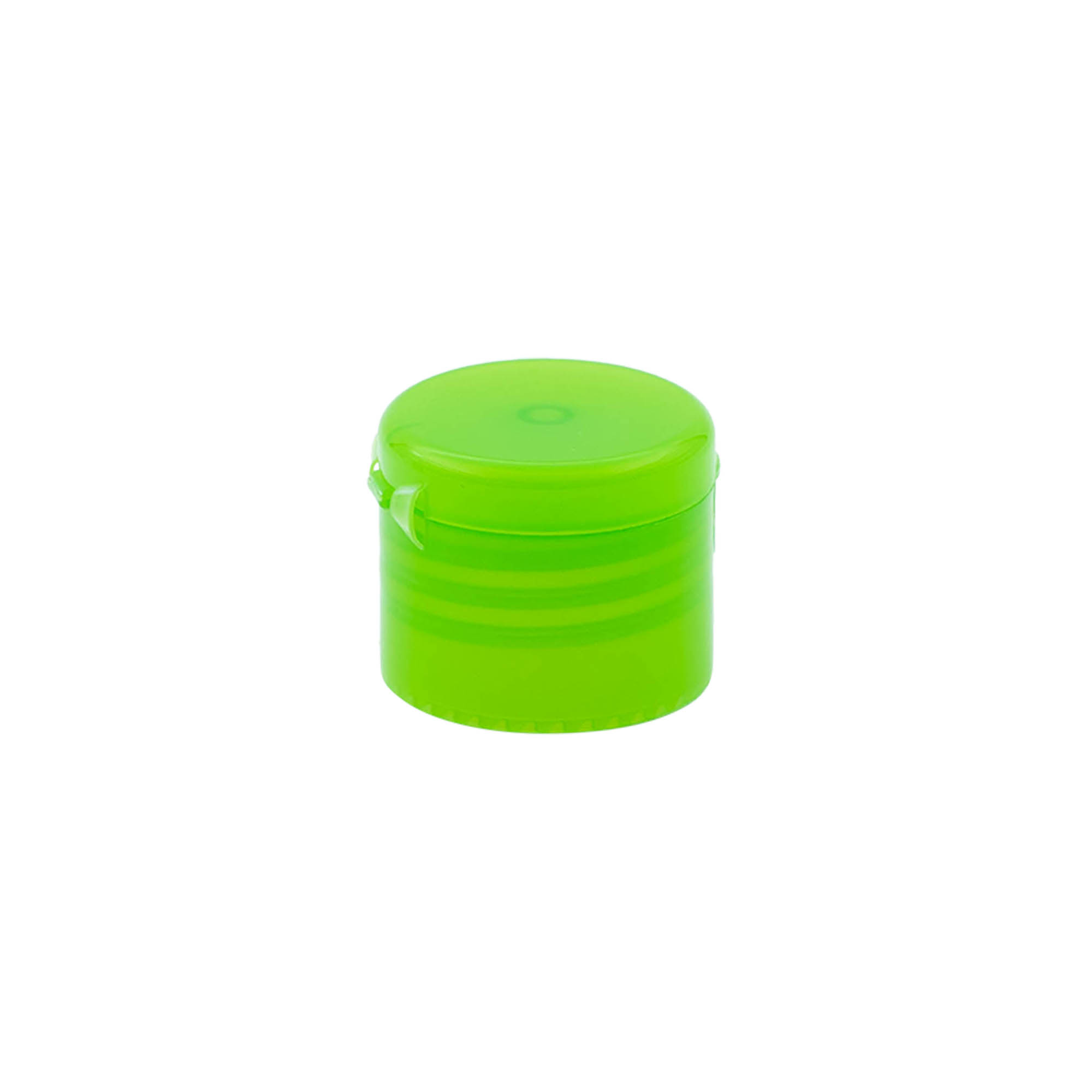 Skrukork med klaffhengsel, PP-plast, grønn, for åpning: 24/410 Skrukork med klaffhengsel, PP-plast, grønn, for åpning: 24/410