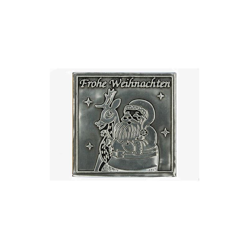 Tinnetikett 'God jul', firkantet, metall, sølv Tinnetikett 'God jul', firkantet, metall, sølv