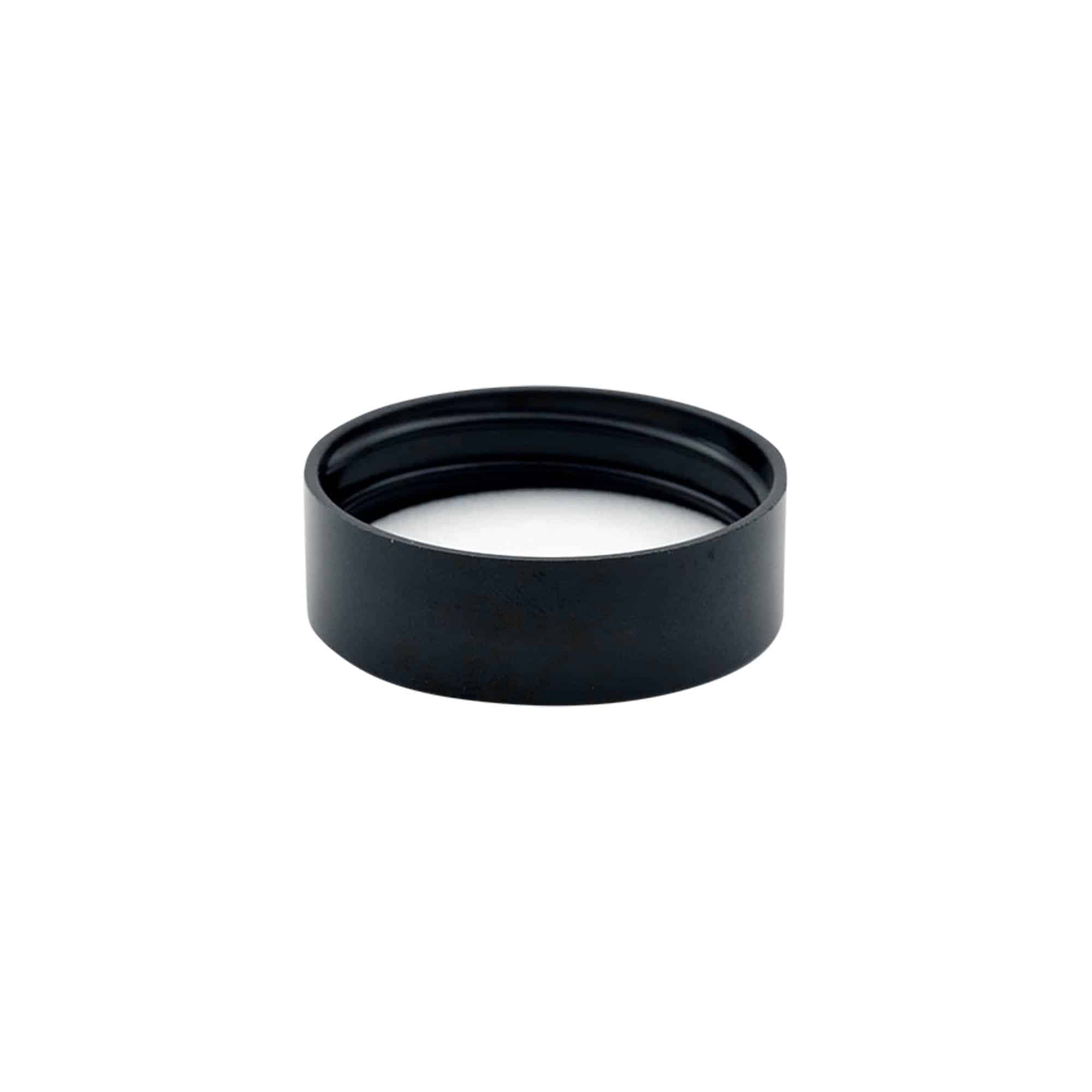 Skrulokk for 30 ml "Brown Line", HPM-plast, svart