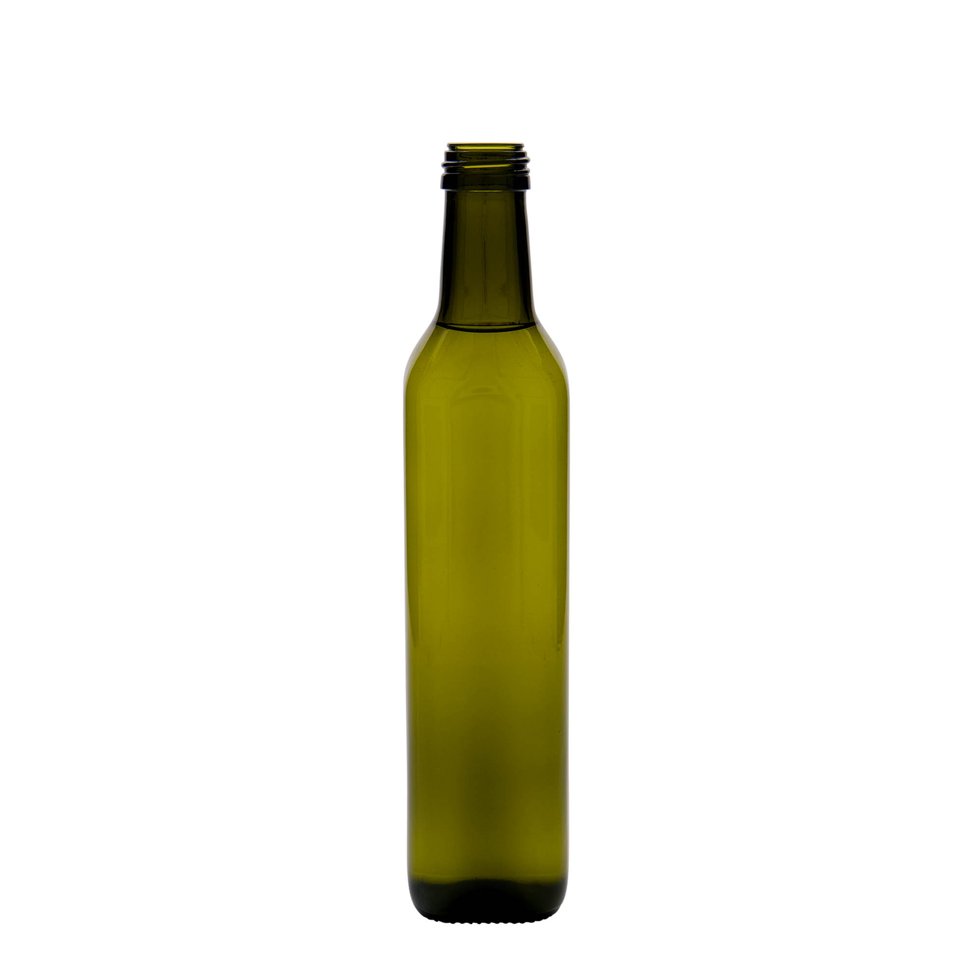 500 ml glassflaske 'Marasca', firkantet, antikkgrønn, åpning: PP 31,5