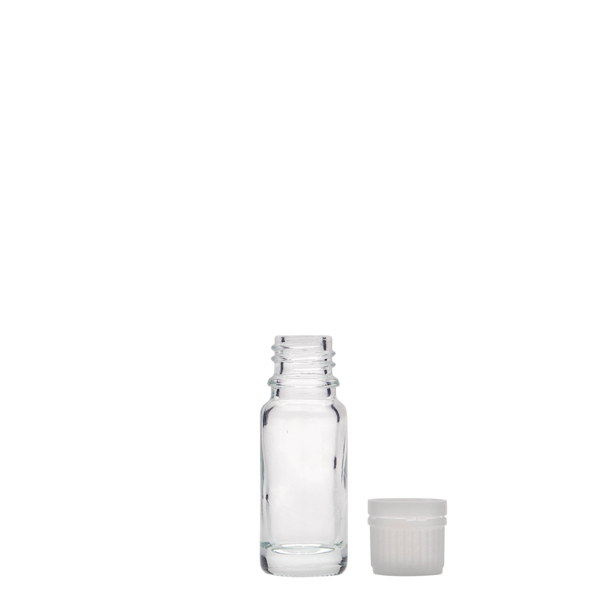 10 ml medisinsk flaske, glass, åpning: DIN 18