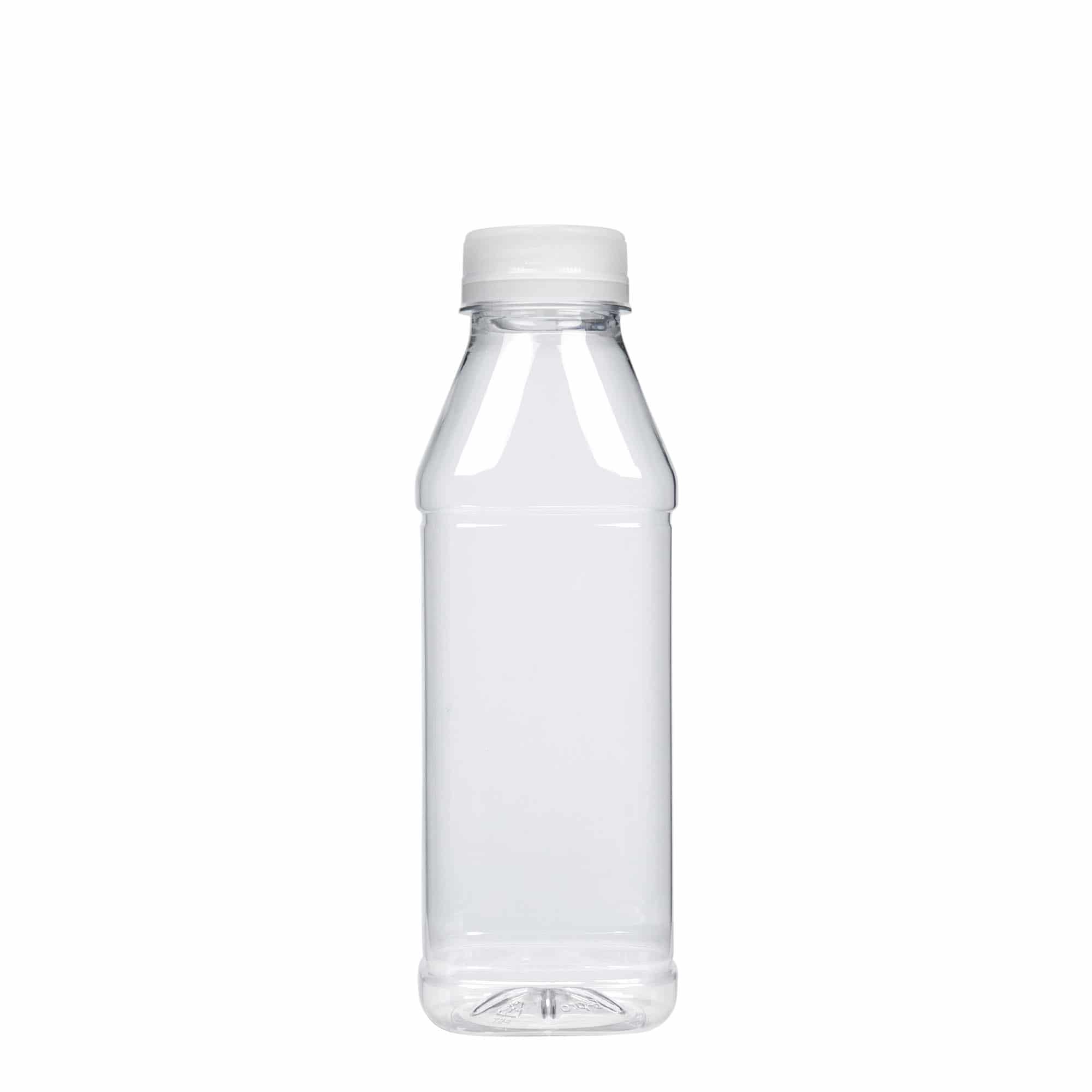 500 ml PET-flaske 'Milk and Juice Carré', firkantet, plast, åpning: 38 mm