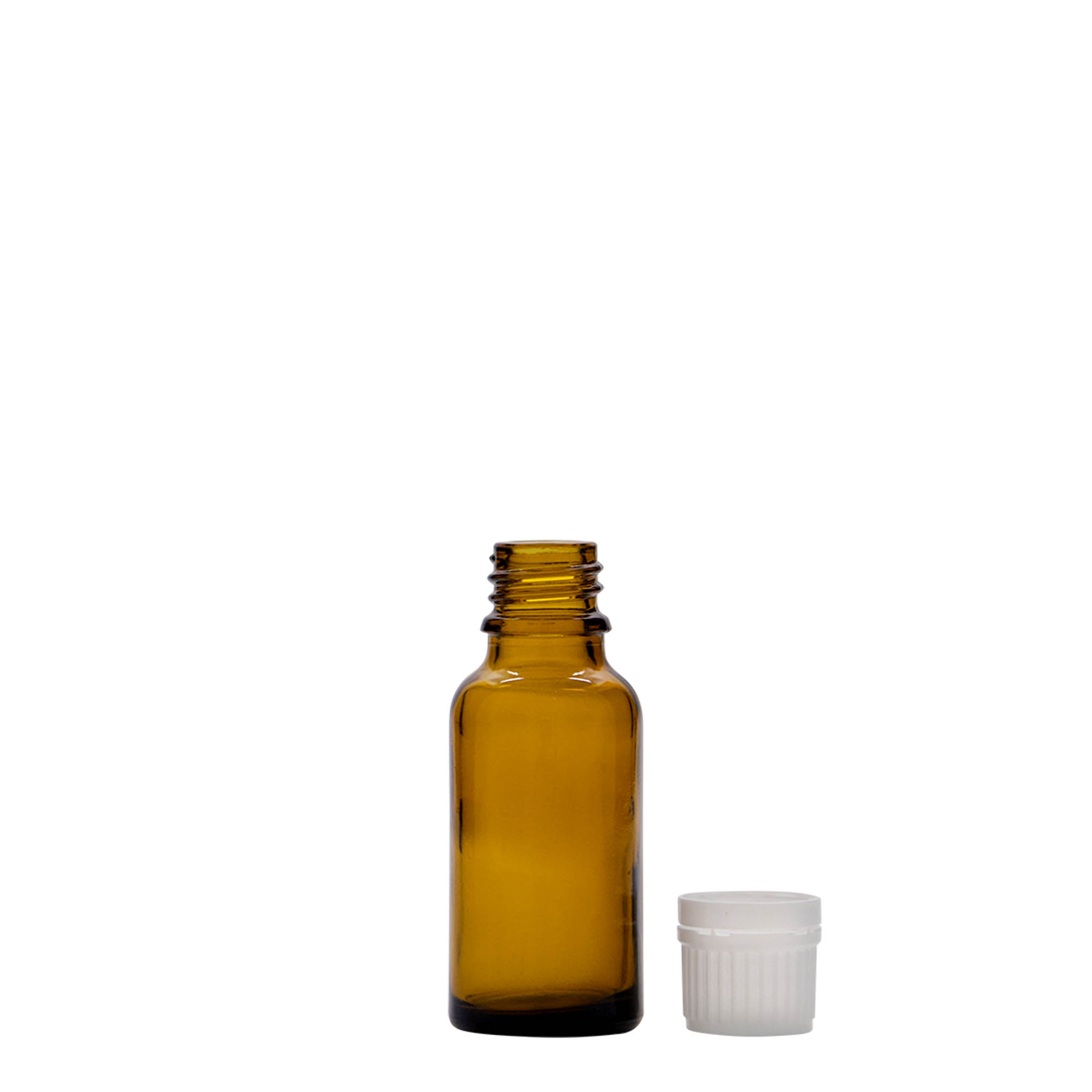 20 ml medisinsk flaske, brunt glass, åpning: DIN 18