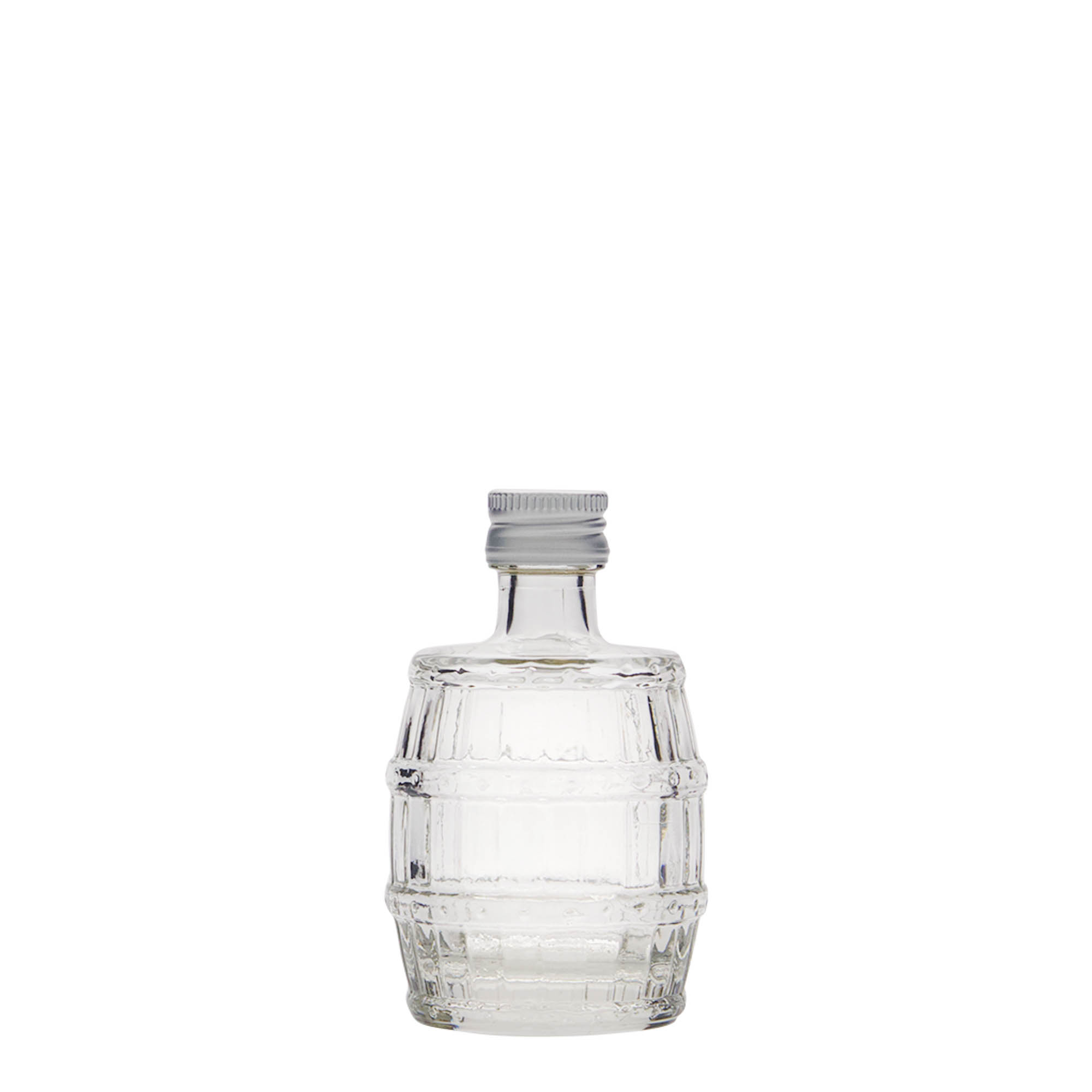 50 ml glassflaske 'Tønne', åpning: PP 18