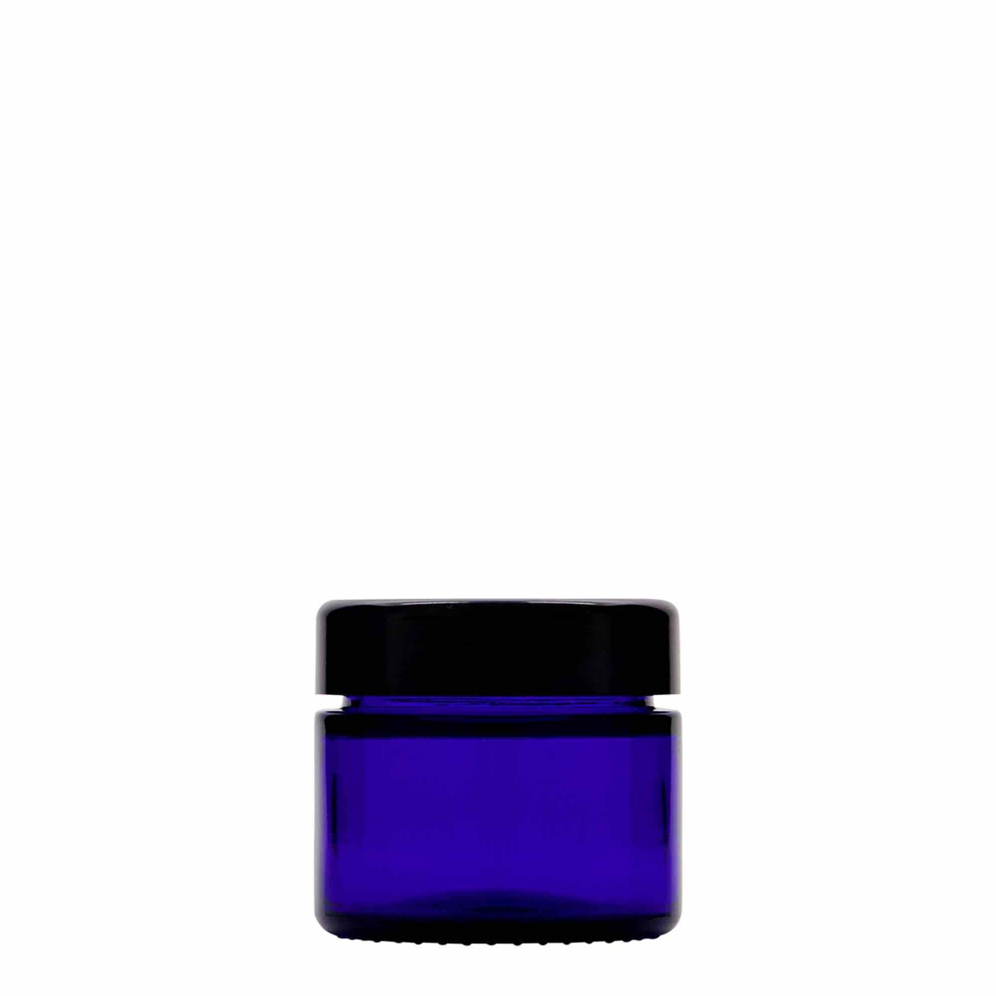 50 ml krukke 'Blue Edition', glass, kongeblå, åpning: skrukork