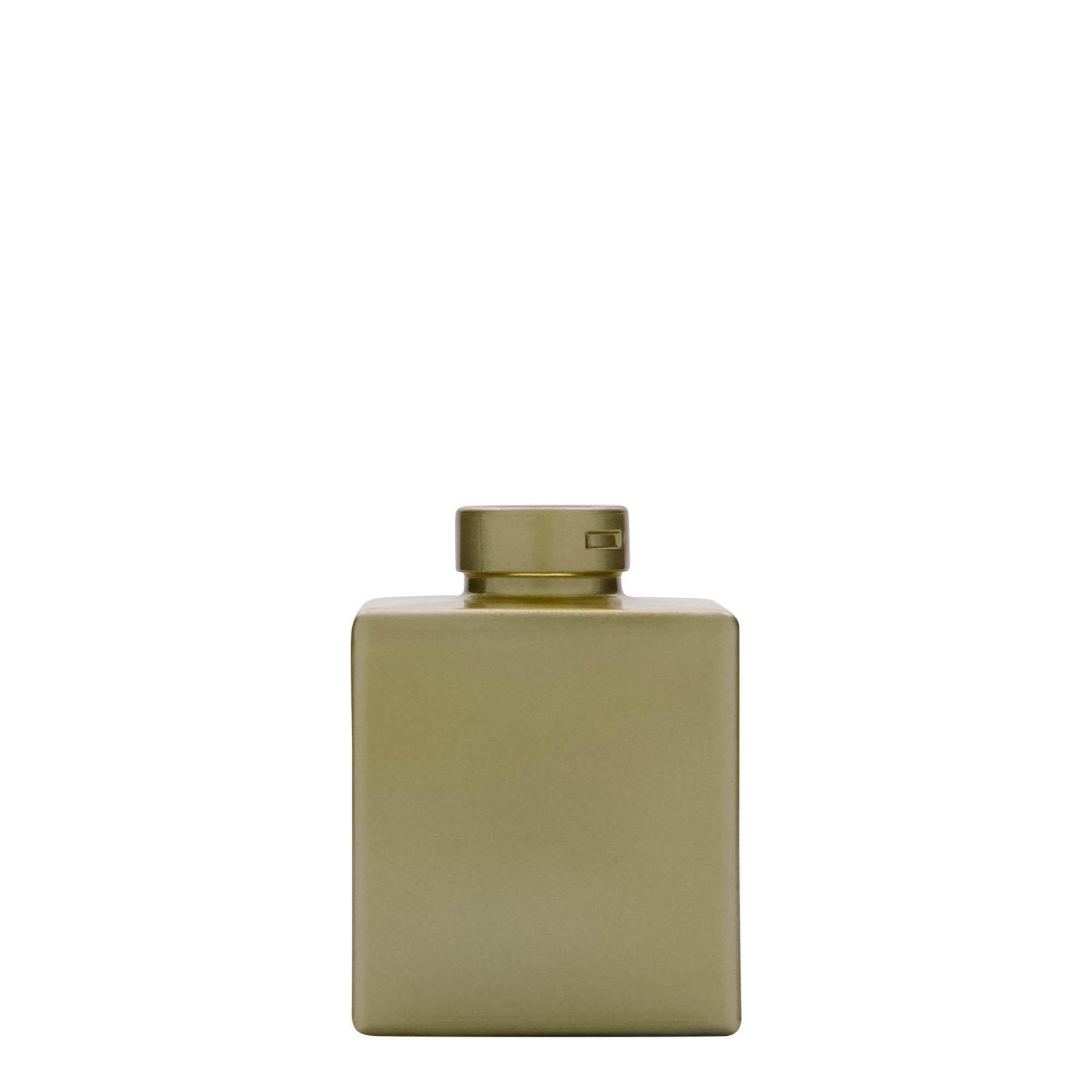 100 ml glassflaske 'Cube', firkantet, gull, åpning: kork 100 ml glassflaske 'Cube', firkantet, gull, åpning: kork