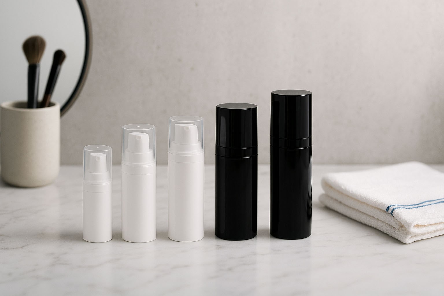 Airless-hode Micro sølvkant + hvit, blankt hettegrep