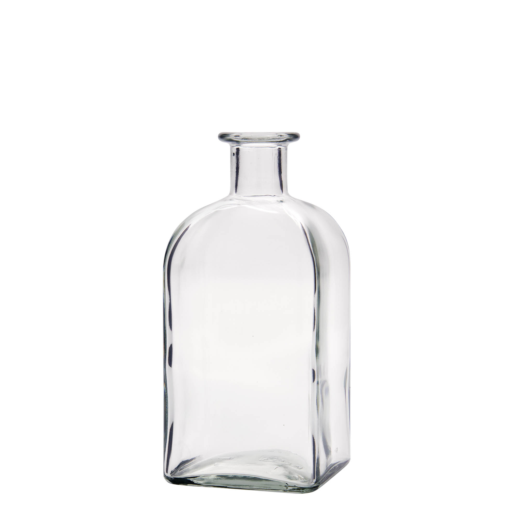 500 ml glassflaske Apoteker Carré, firkantet, åpning: kork