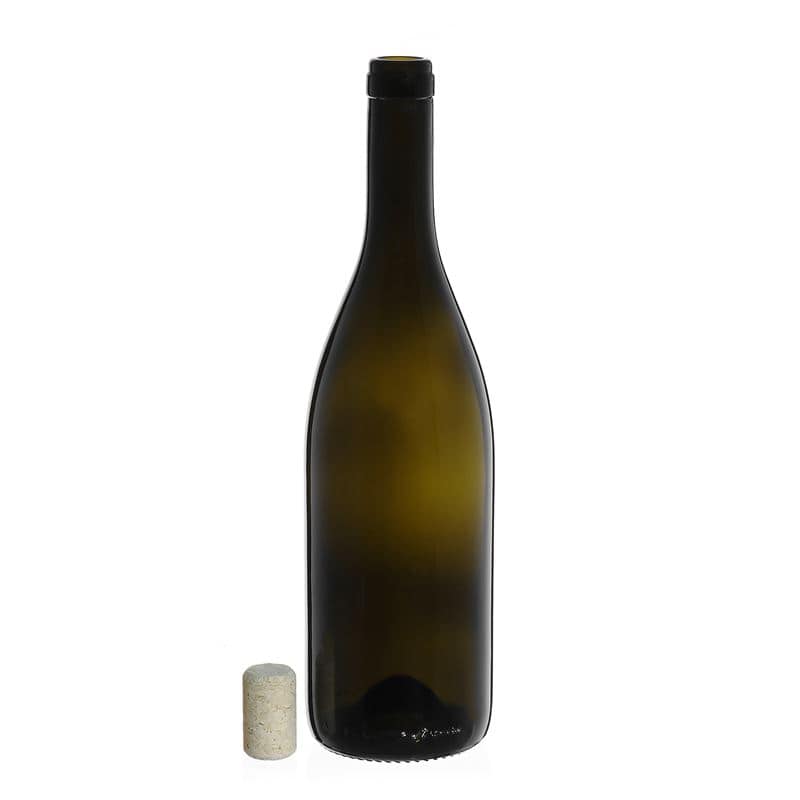 750 ml vinflaske "Tiffany", antikkgrønn, åpning: Kork