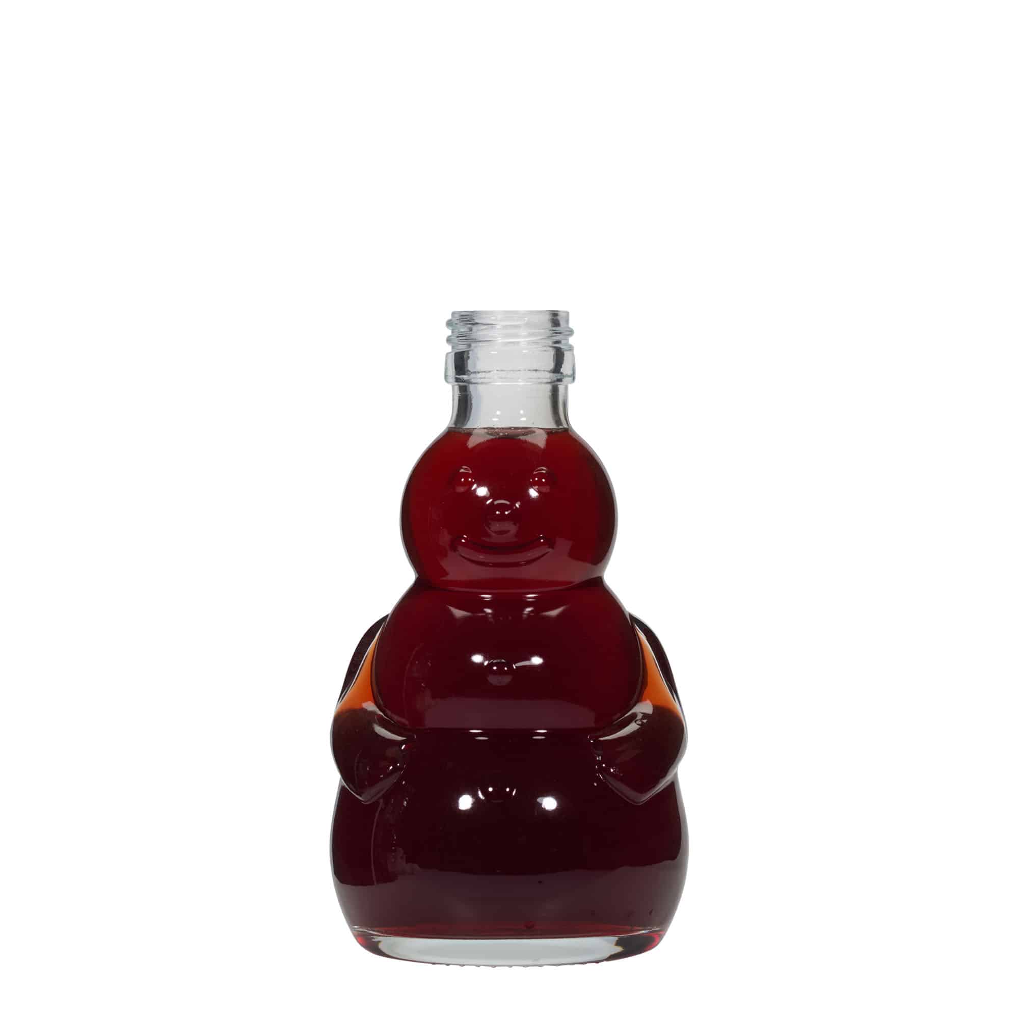 200 ml glassflaske 'Snømann', munn: PP 28
