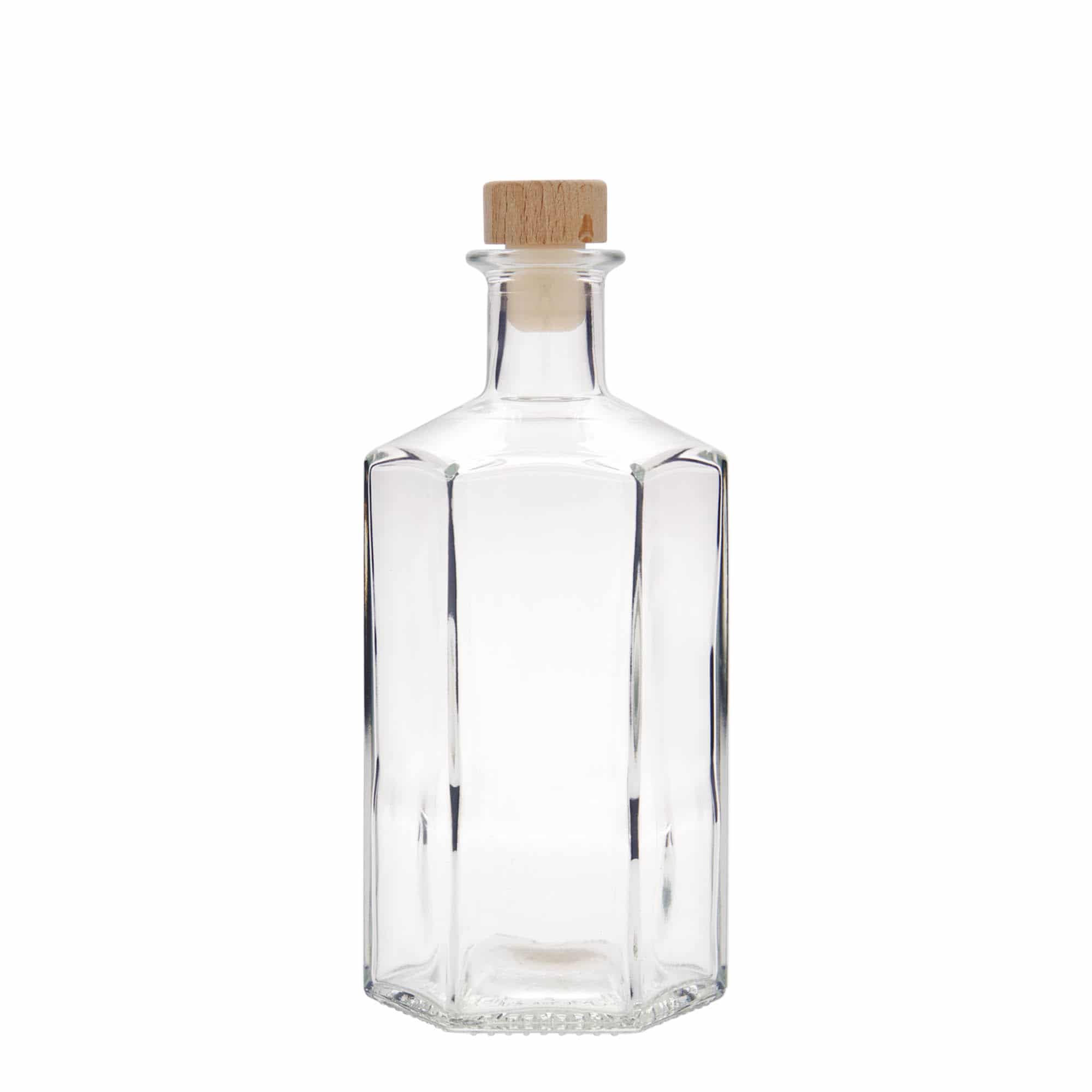 500 ml apotekerglassflaske "Jimmy", sekskantet, åpning: Kork