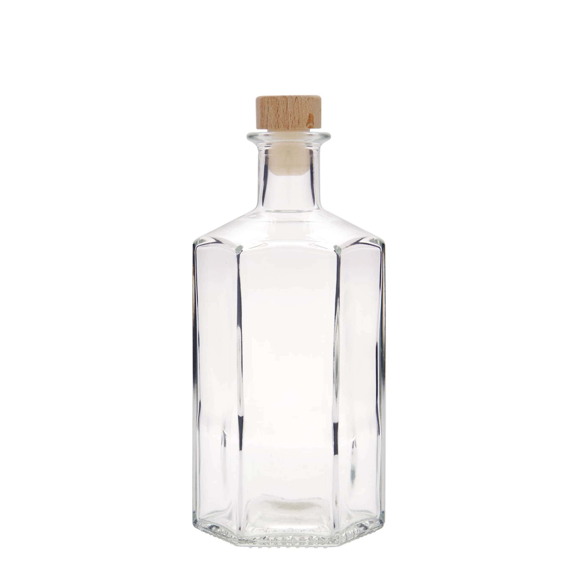 500 ml glassflaske apoteker 'Jimmy', sekskantet, åpning: kork