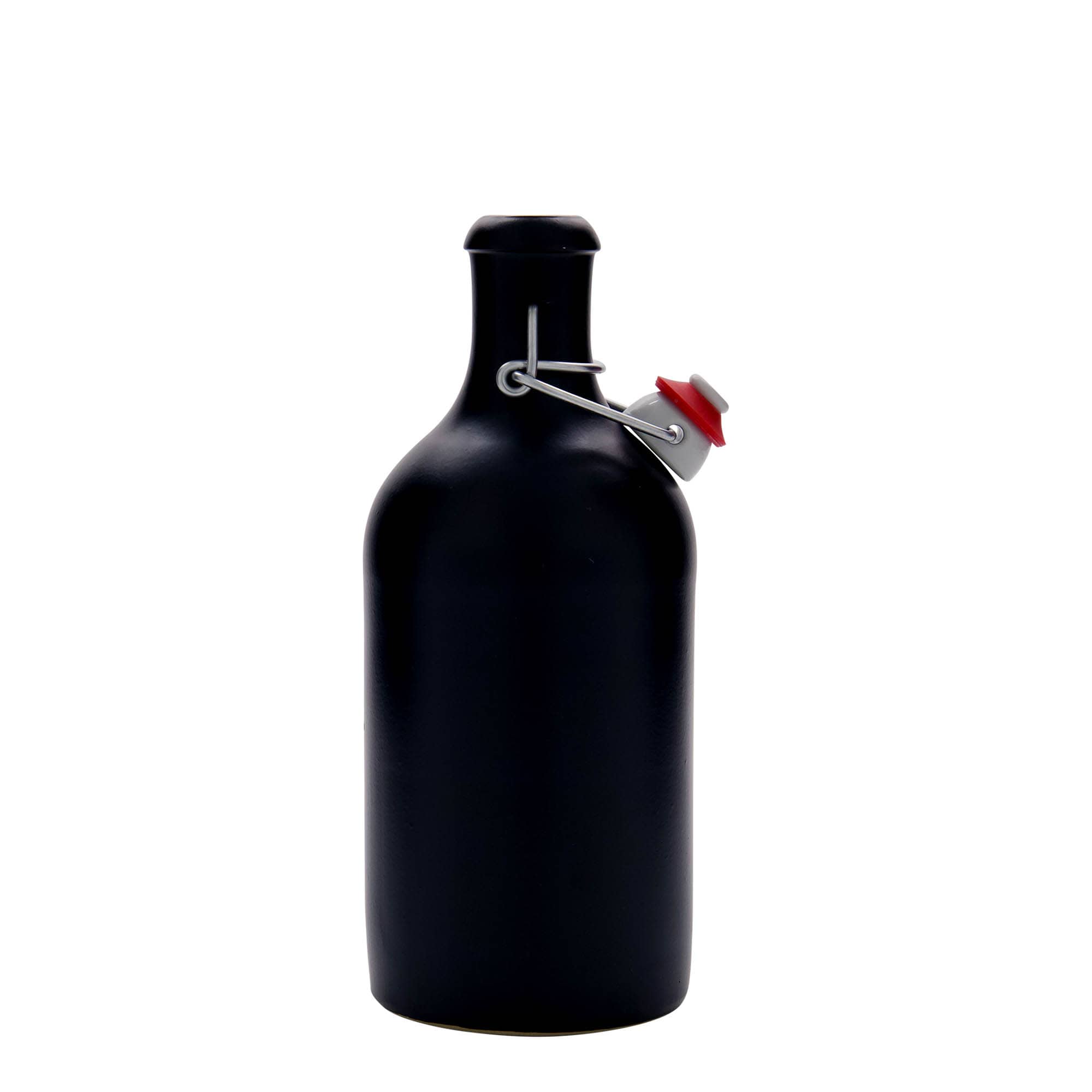 500 ml leirkrus, steintøy, svart, åpning: Kork