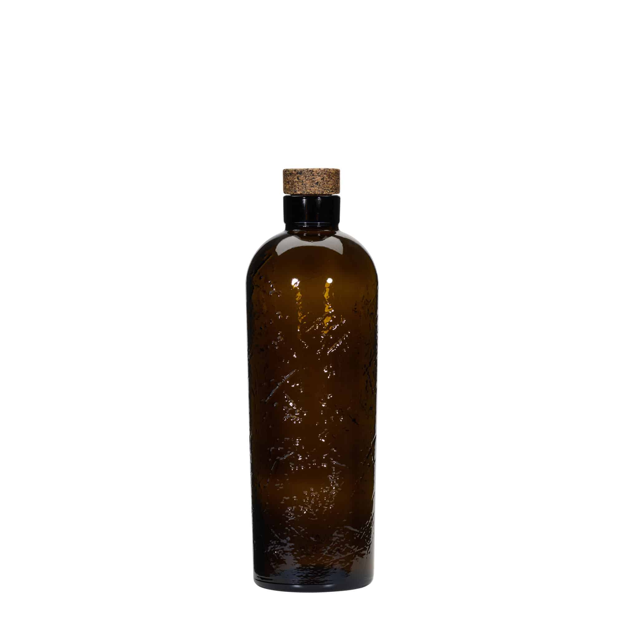 700 ml vilt laget glassflaske 'Natural', brun, åpning: kork